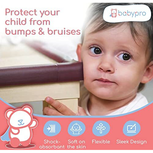 Babypro Baby Proofing Edge And Corner Combo (12Mm, Pack Of 5) By Certified Professional Childproofer Of 2 Meters Of Edge Guard & 4 Corner Protectors Covering, Furniture Corners (Brown)