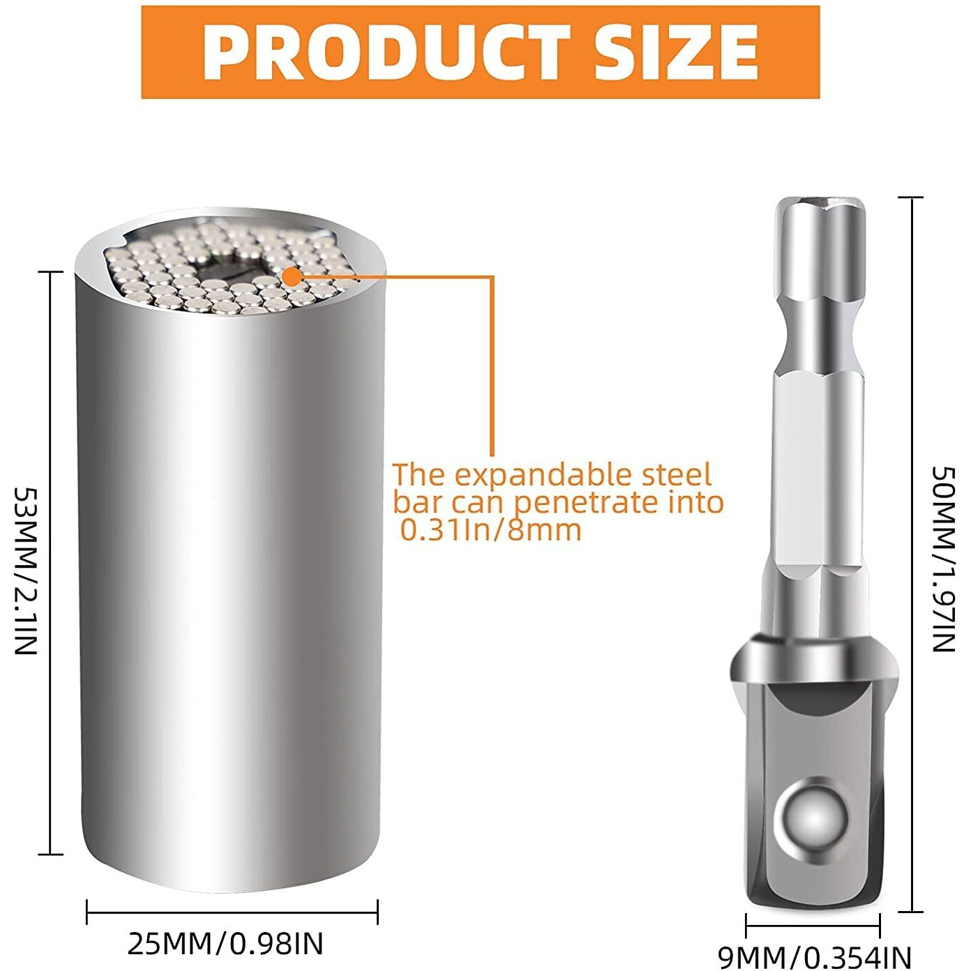 Tcco Enterprise Universal Wrench Socket Tools Multi-Size In One Self Adjustable For Regularity Or Irregularity Screw Improvement & Joint For Electric Drill, Flat, Fixed Square And Hex