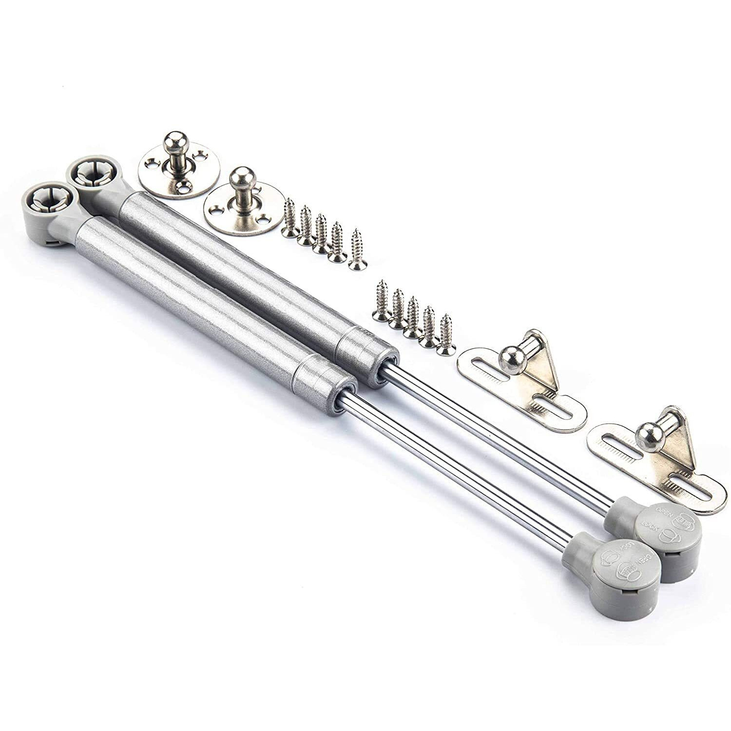 Volo 100 N Hydraulics Gas Spring Stay Strut Pneumatic Lift Support Cabinet Hinges Support, Capacity 10 Kgs (Pack Of 2 Pcs) Size 10 Inches,MaterialIron, ColorSilver