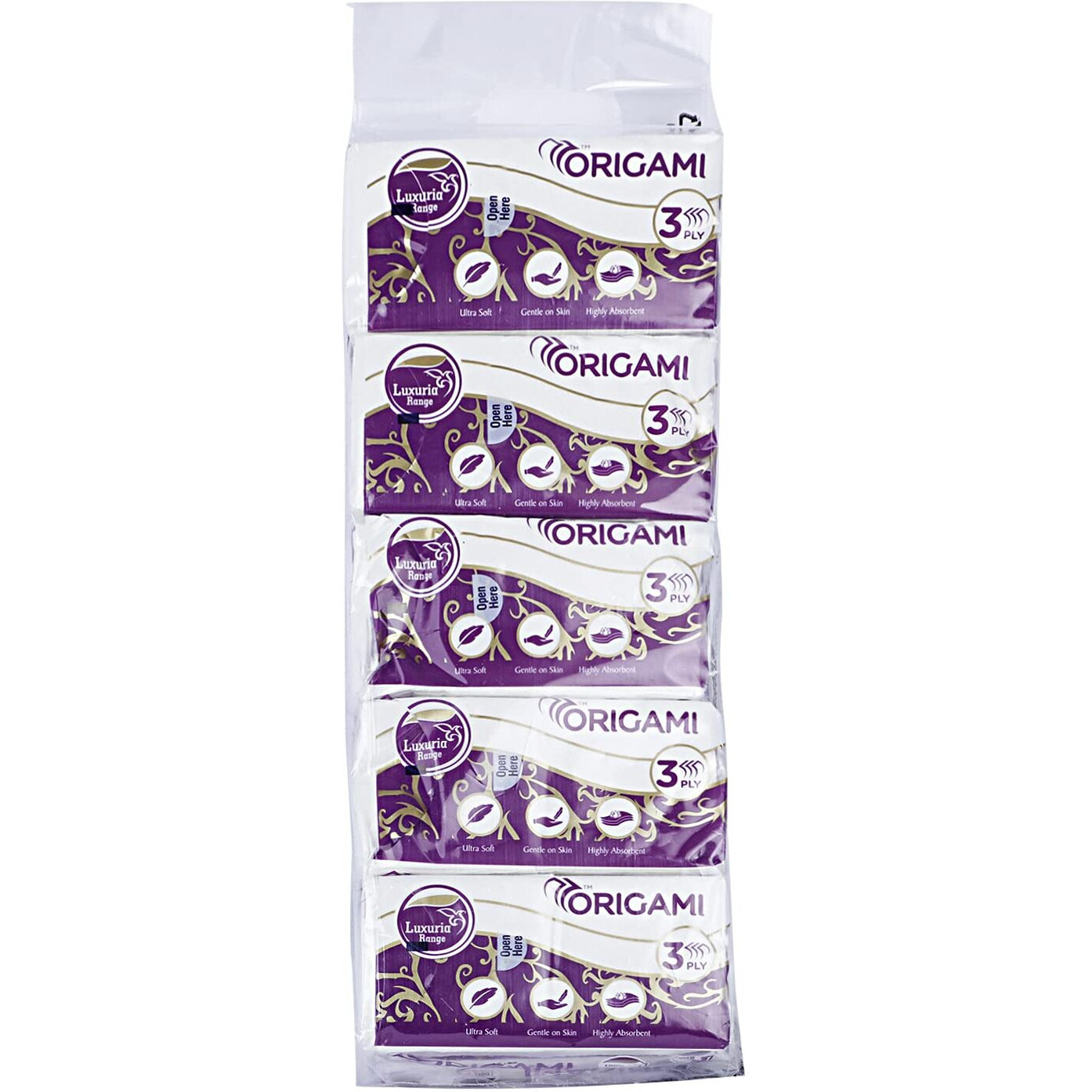 Origami 3 Ply Pocket Hanky Tissue Paper - Pack Of 30 (10 Pulls Per Roll, 300 Sheets)