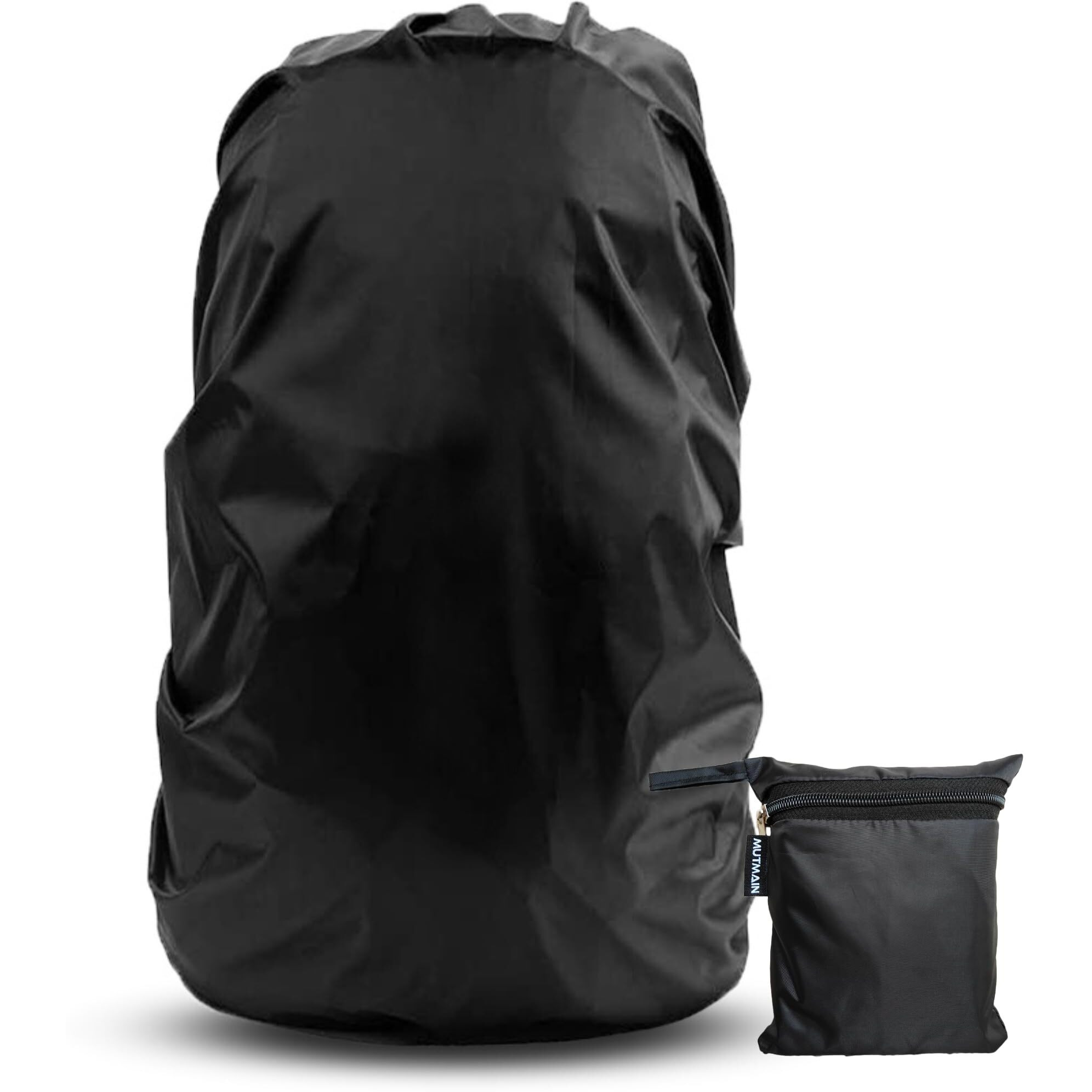 Mutmain 100% Waterproof 55L To 75L Rain Cover For Backpack Rucksack Bags, Rainproof Dustproof Protector Rain Cover Elastic Adjustable Specially For Trekking Black (Bp-55To75L) (Black)