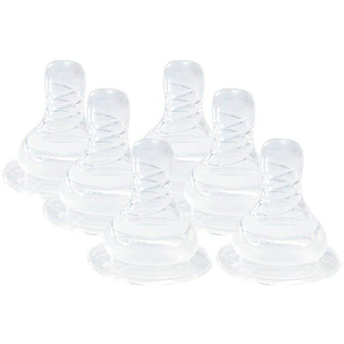 Mee Mee Anti-Colic Easy Flo Silicone Teat, White - Large - 6 Pieces (Pack Of 3)