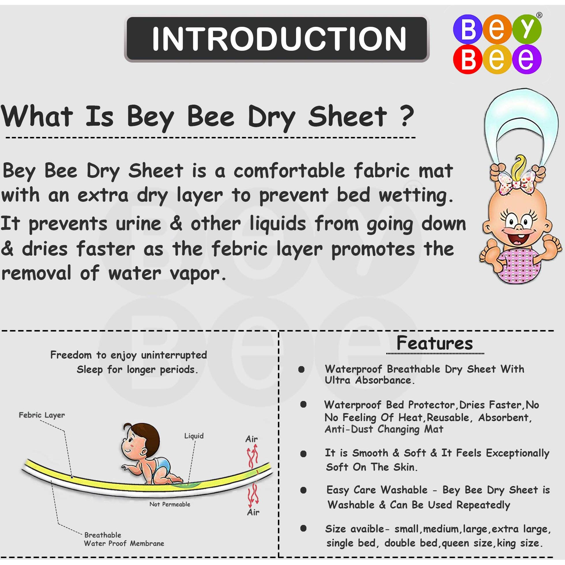 Beybee Waterproof Quick Dry Sheet For Baby| Bed Pad Anti-Piling Fleece Extra Absorbent Washable Matress Protector| Baby Bed Protector Sheet For Toddler Children, Large Size, 140 X 100Cm, Peach