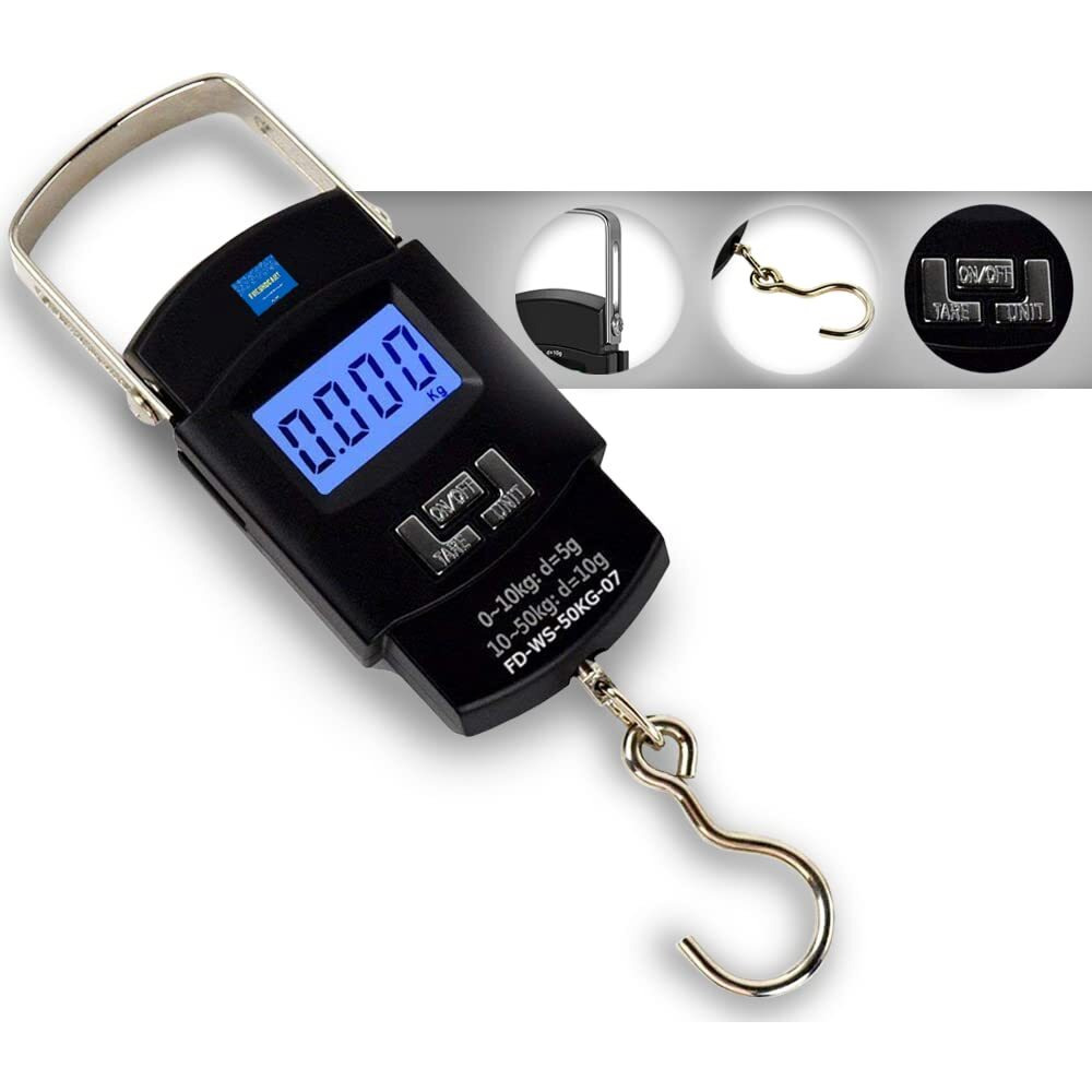 Freshdcart Heavy Duty Portable Hook Weighing Machine Digital Type Manual Weight M/C 10 Kg-50Kg Temp Scale For Home, Kitchen, Traveling ( Black, Fdc-990 )