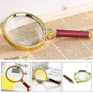 Zebroc Double Glass 3X High Power Antique Handheld Magnifier Magnifying Glass For Reading, Soldering, Jewelries, Maps, Great For Gifting (3X, 80Mm, Gold + Red)