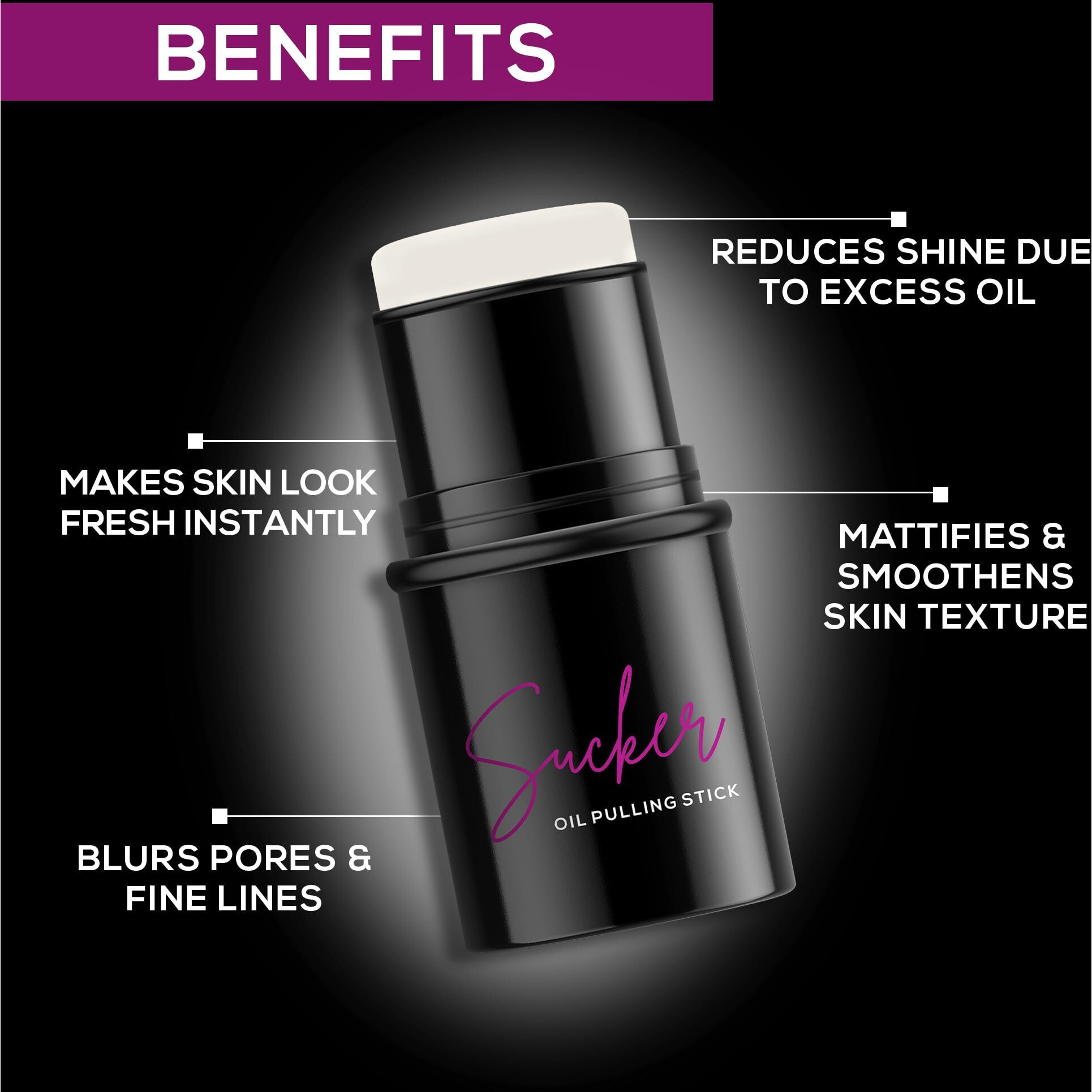 Renee Sucker Oil Pulling Primer Stick 5Gm, Instantly Mattifies & Smoothens Skin Texture | Enriched With Cocoa Butter, Argan & Macadamia Oil | Reduces Shine Due To Excess Oil, Blurs Pores & Fine Lines
