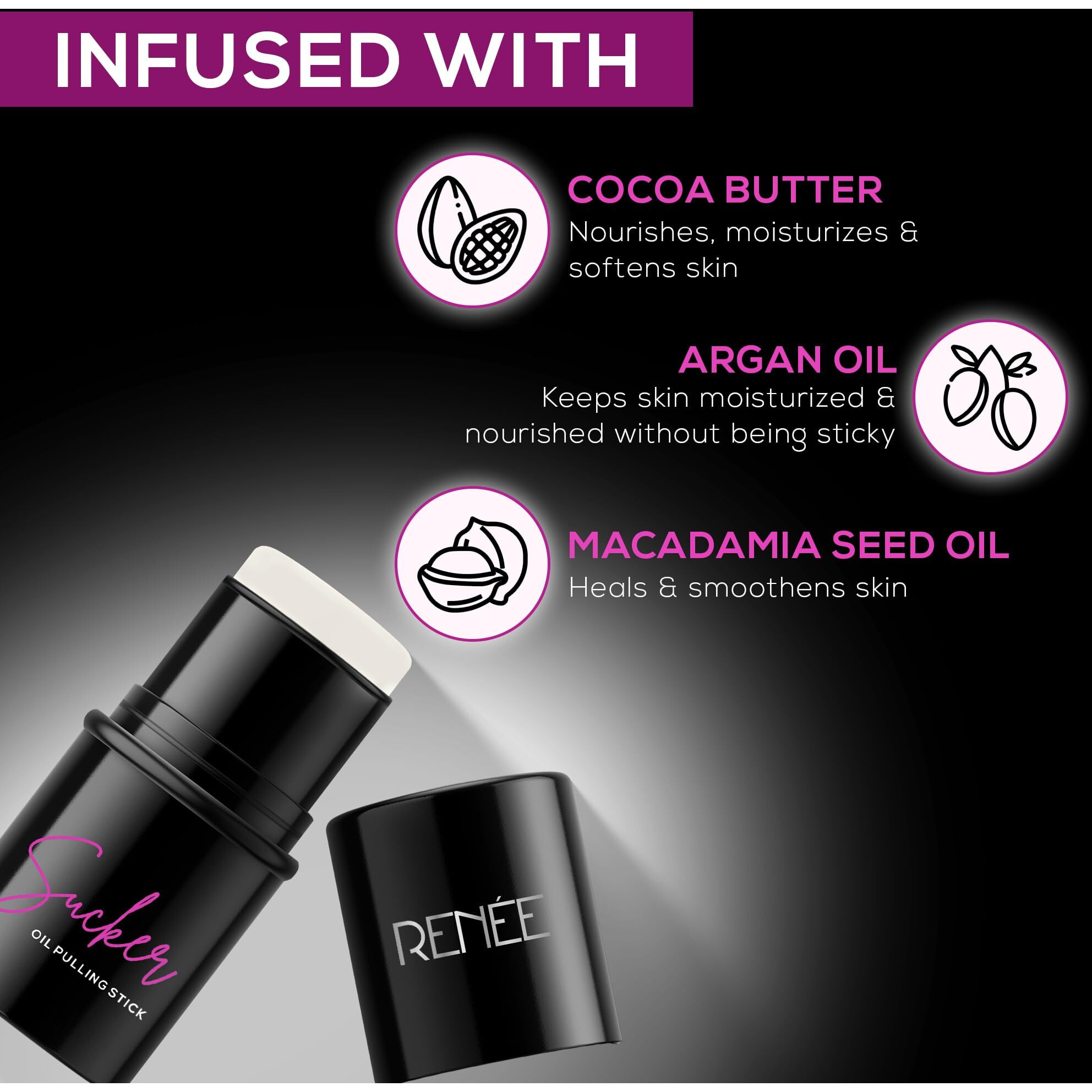 Renee Sucker Oil Pulling Primer Stick 5Gm, Instantly Mattifies & Smoothens Skin Texture | Enriched With Cocoa Butter, Argan & Macadamia Oil | Reduces Shine Due To Excess Oil, Blurs Pores & Fine Lines