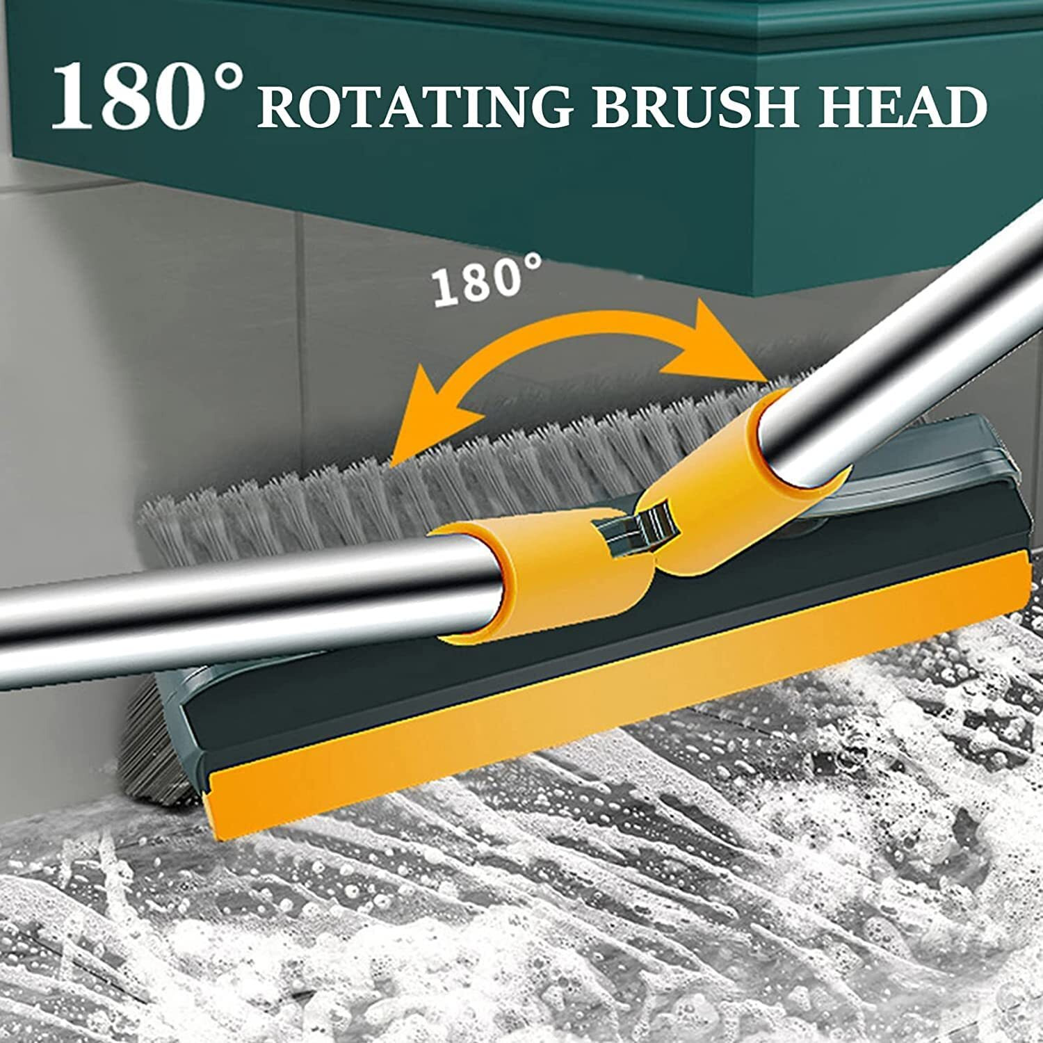 Nubilous Bathroom Cleaning Brush With Wiper 3 In 1 Tiles Cleaning Brush Floor Scrub Bathroom Brush With Long Handle 120 Rotate Bathroom Floor Cleaning Brush Home Kitchen Bathroom Cleaning Accessories