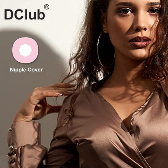 Dclub Nipple Covers Reusable Comfortable & Natural Invisible Adhesive Silicone Pasties For Women, Round (Skin) (4)