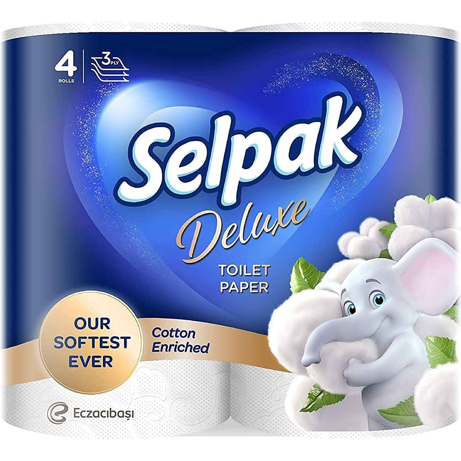 Selpak Deluxe Toilet Paper Cotton Enriched Tissue Roll 3Ply 4 Rolls/Pack