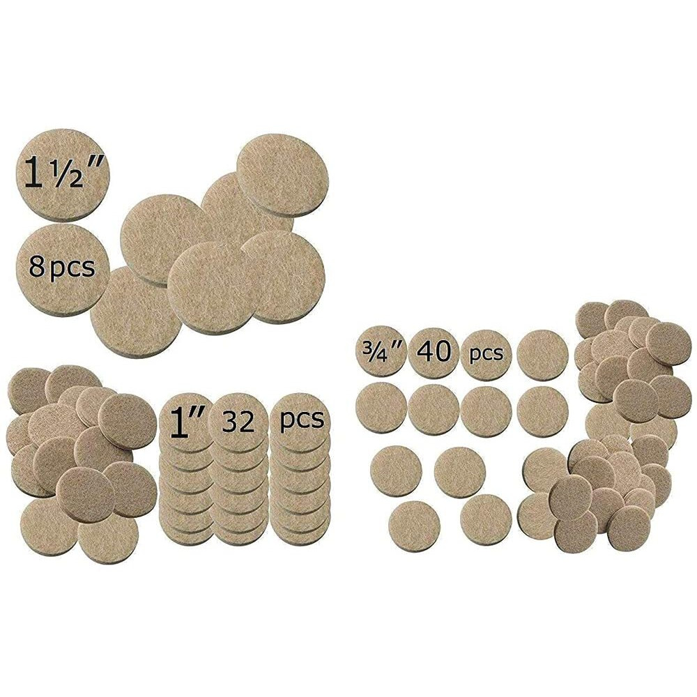 Volo 80Pcs Self Sticking Round Felt Pads Non Skid Floor Protector Furniture Pad Noise Insulation Pad Floor Bumper, Color  Beige