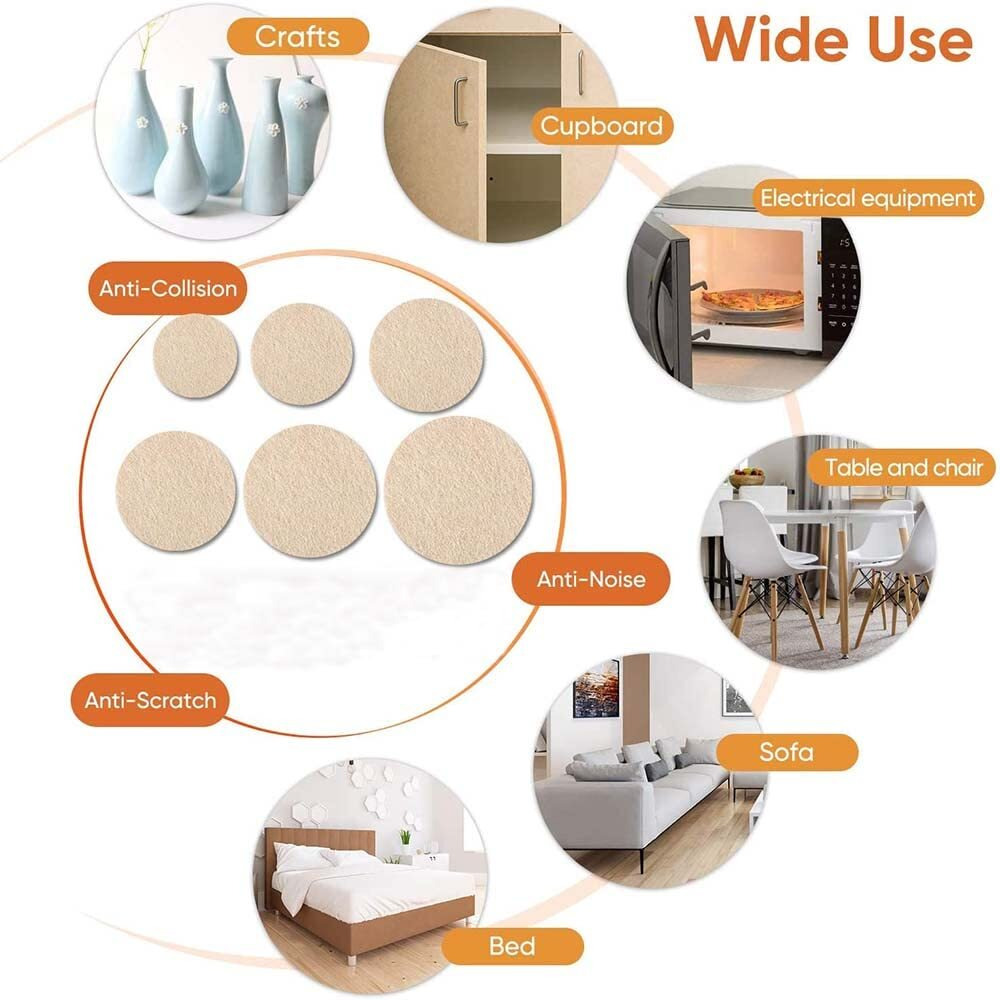 Volo 80Pcs Self Sticking Round Felt Pads Non Skid Floor Protector Furniture Pad Noise Insulation Pad Floor Bumper, Color  Beige
