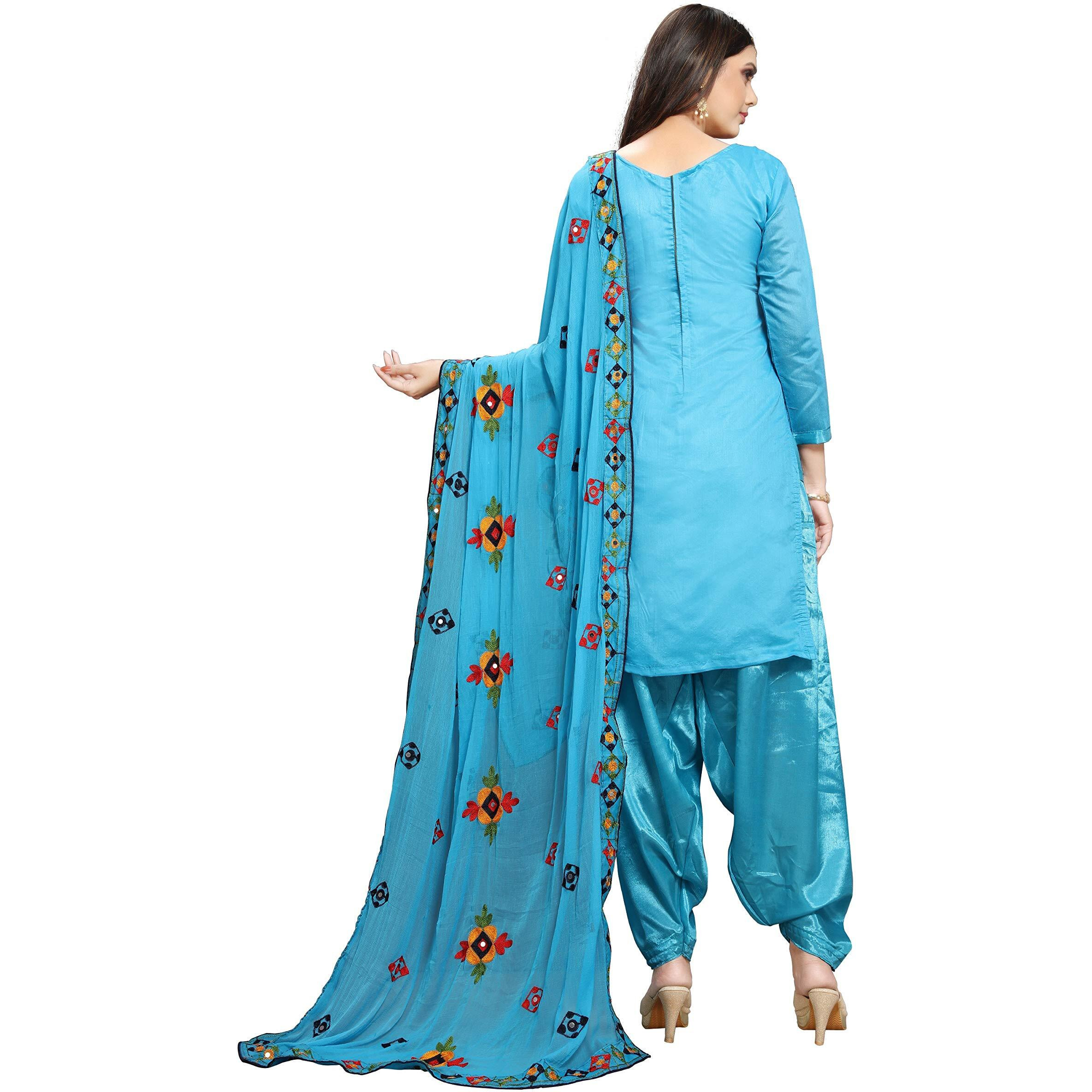 Ethnicjunction Women Chanderi Cotton Un-Stitched Salwar Kameez Dress Material (Ej1180_Rama Green_Free Size)