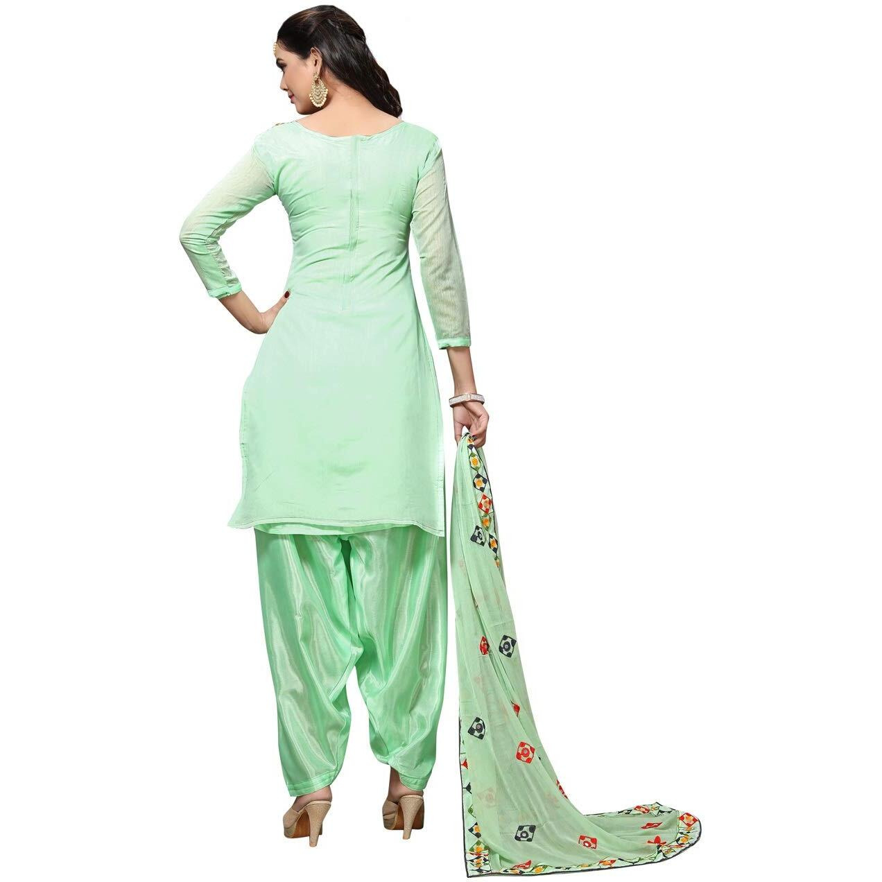 Ethnicjunction Women Chanderi Cotton Un-Stitched Salwar Kameez Dress Material (Ej1180_Light Green_Free Size)