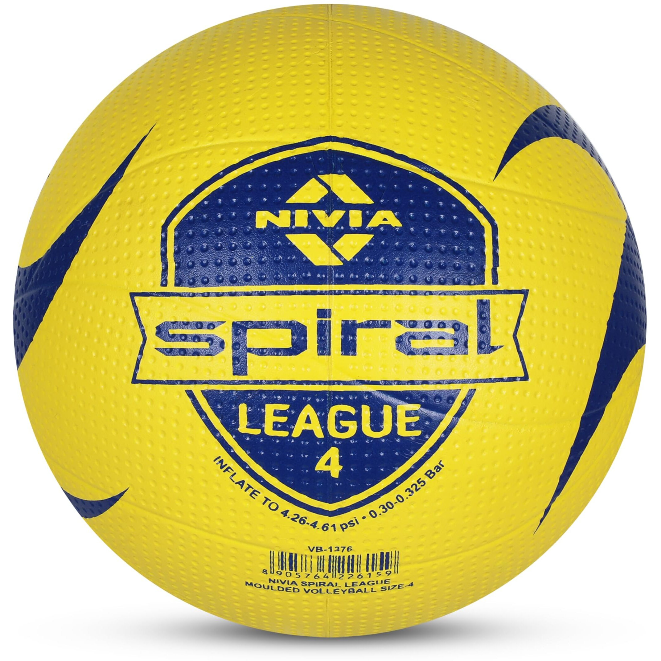 Nivia Spiral League Volleyball, Training Ball, 10 Panels, Rubber Molded With Dimpled Texture, Butyl Threadwounded Bladder, As Per Basic Standard, Made For Beginners, To Play On Outdoor Surfaces