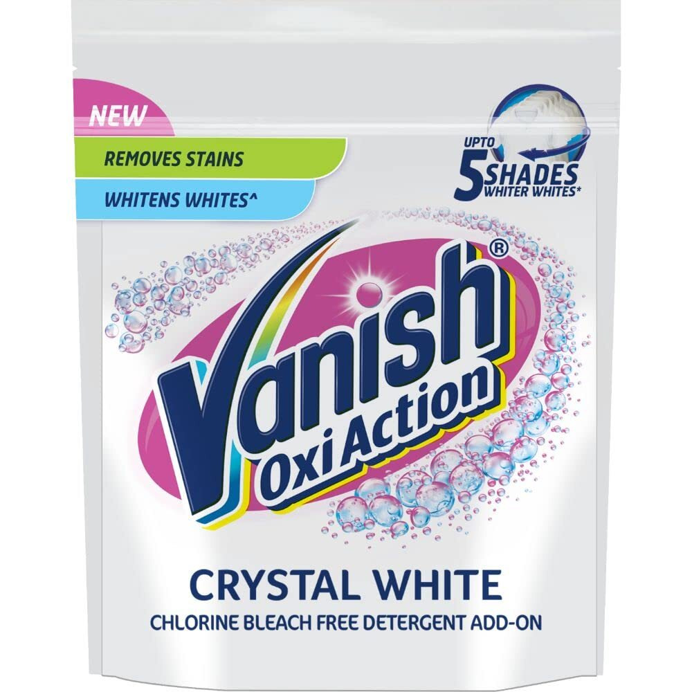 Vanish Crystal White 400 Gm, Fabric Whitener | Detergent Add-On Powder | Whites Like New | Instant Stain Remover | Chlorine Bleach Free | Suitable With All Washing Detergent Powders And Liquids
