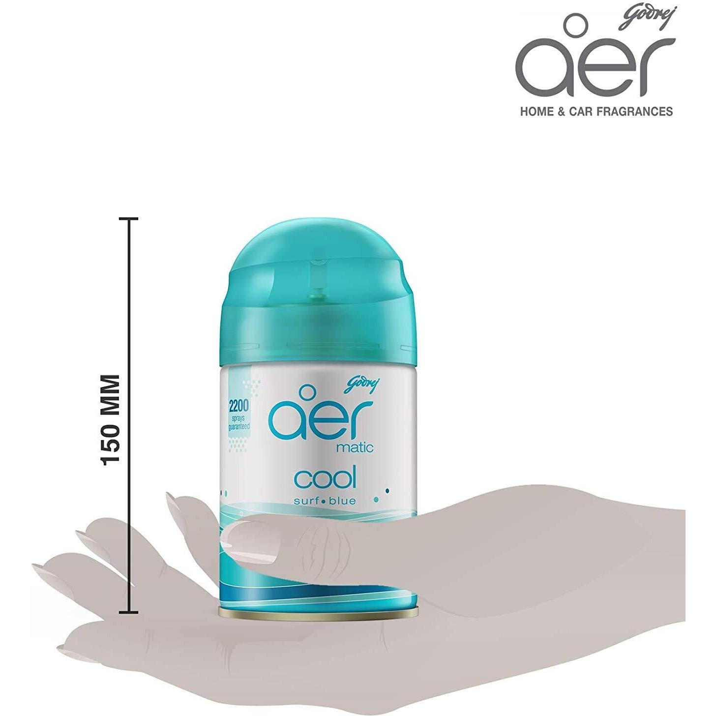 Godrej Aer Matic Refill - Automatic Room Fresheners | Cool Surf Blue | 2200 Sprays Guaranteed | Lasts Up To 60 Days (225Ml)