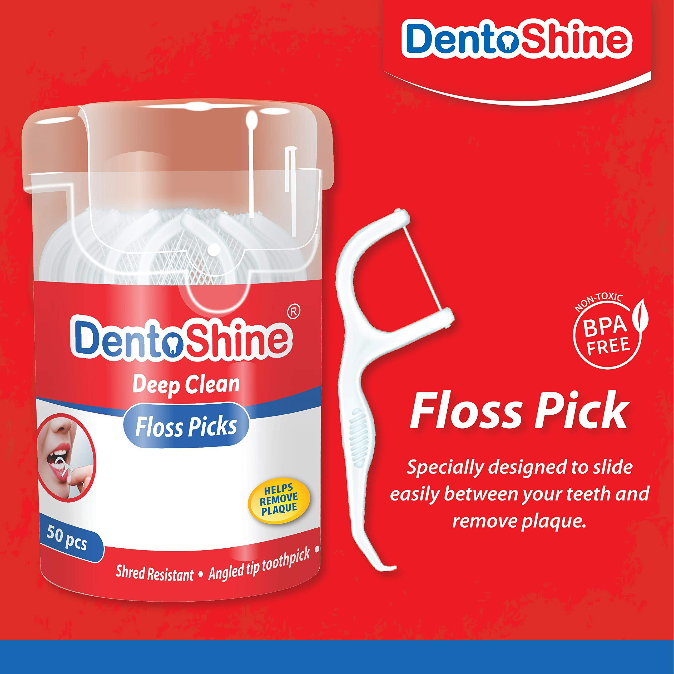 Dentoshine Deep Clean Floss Picks - 50 Ct Can X 2, 15 Ct Resealable Bag X 4, (Pack Of 6)