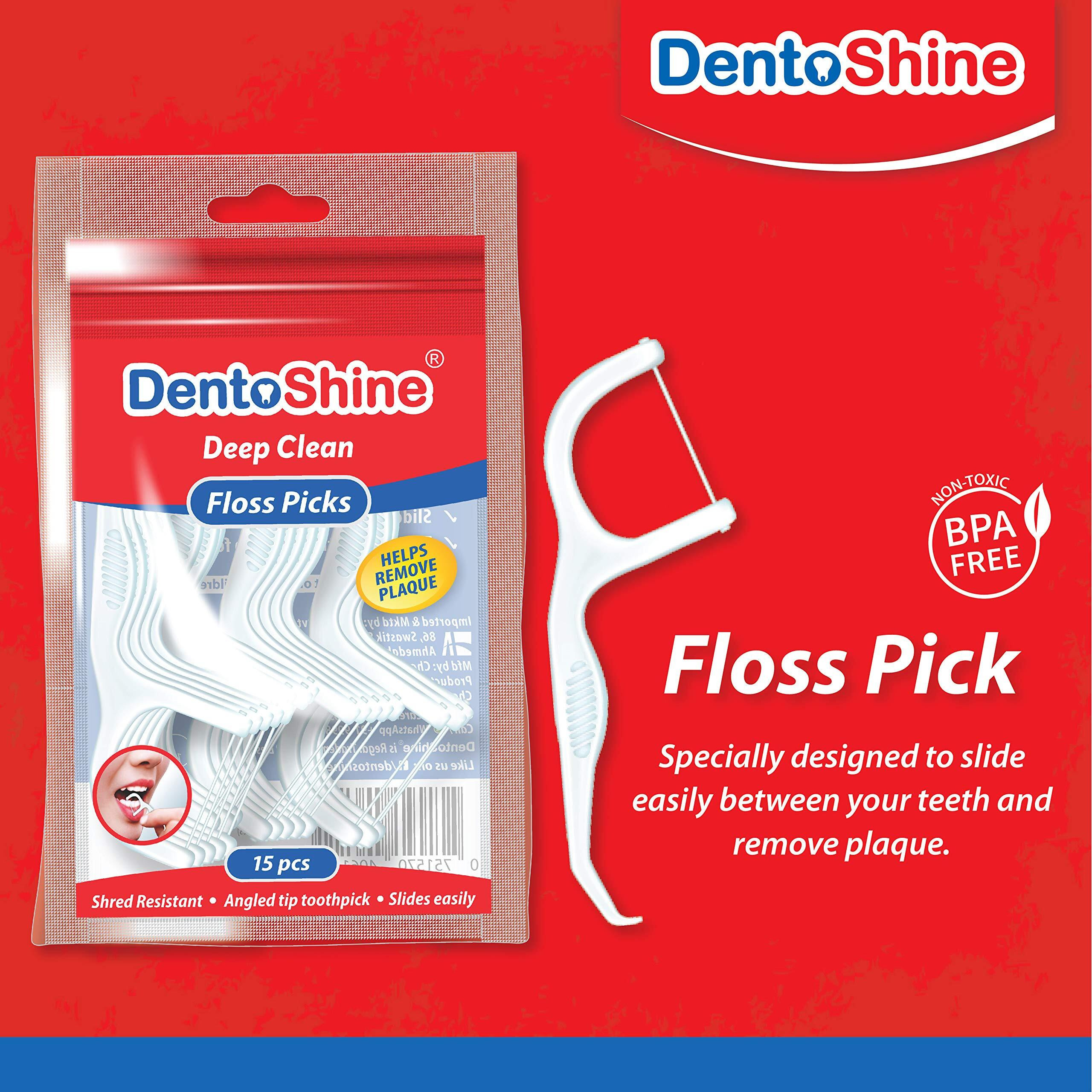 Dentoshine Deep Clean Floss Picks - 50 Ct Can X 2, 15 Ct Resealable Bag X 4, (Pack Of 6)