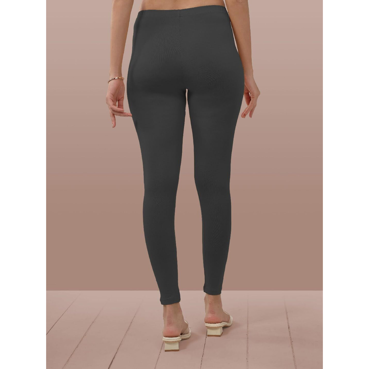 Lyra Women Solid Premium Cotton Ankle Length Leggings | Mid-Waist | Fashionwear