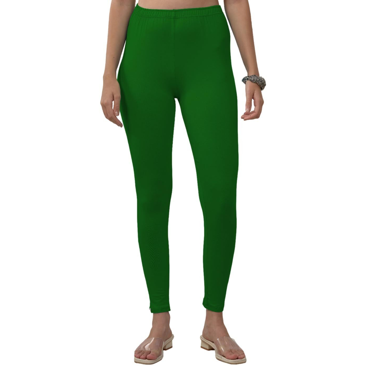Lyra Women Solid Premium Cotton Ankle Length Leggings | Mid-Waist | Fashionwear
