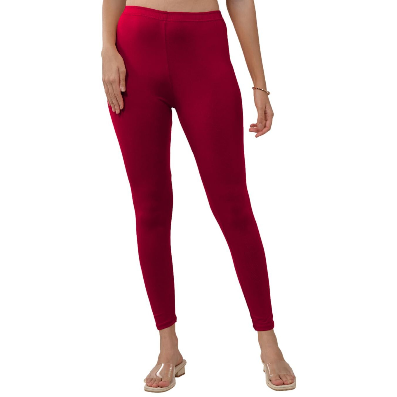 Lyra Women Solid Premium Cotton Ankle Length Leggings | Mid-Waist | Fashionwear