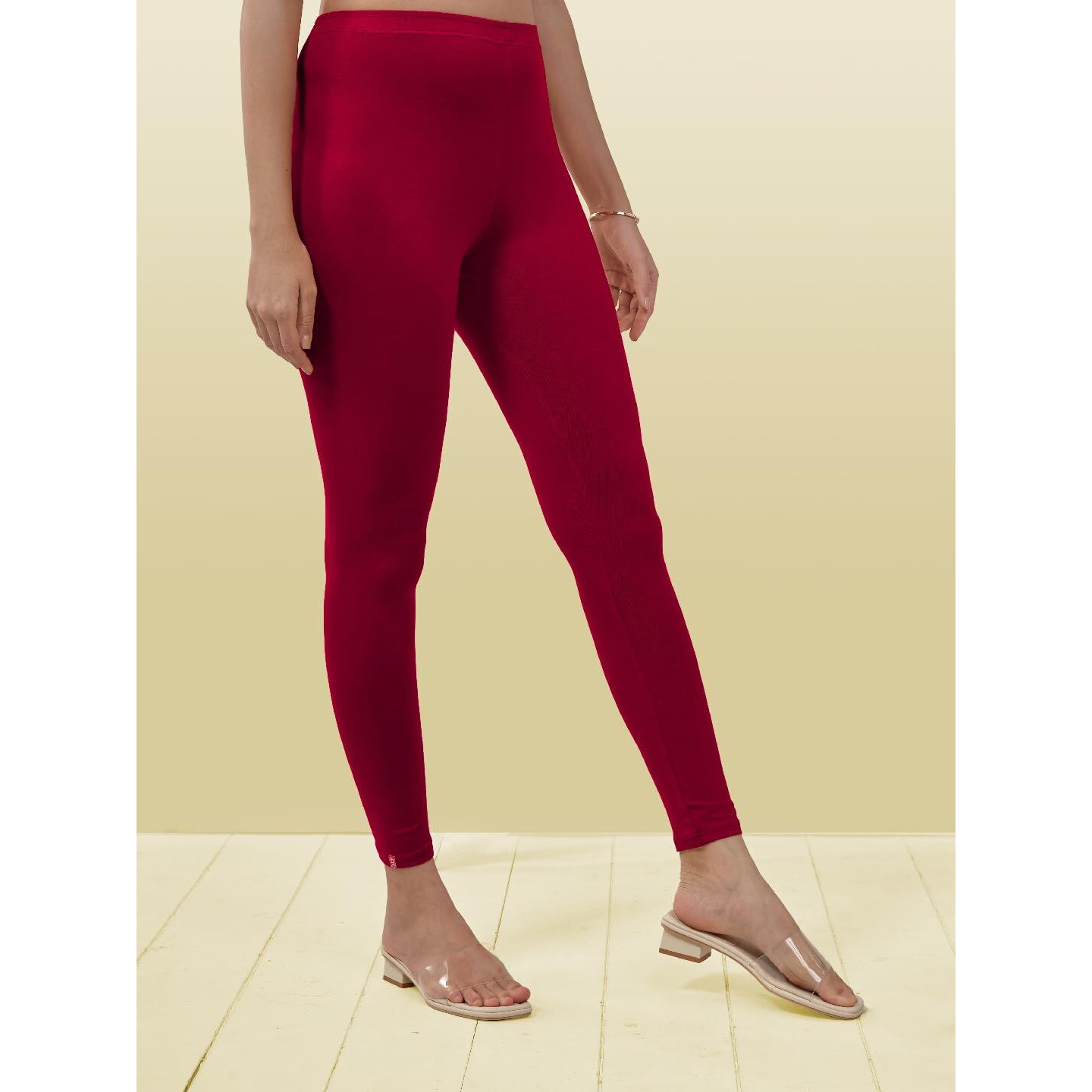 Lyra Women Solid Premium Cotton Ankle Length Leggings | Mid-Waist | Fashionwear