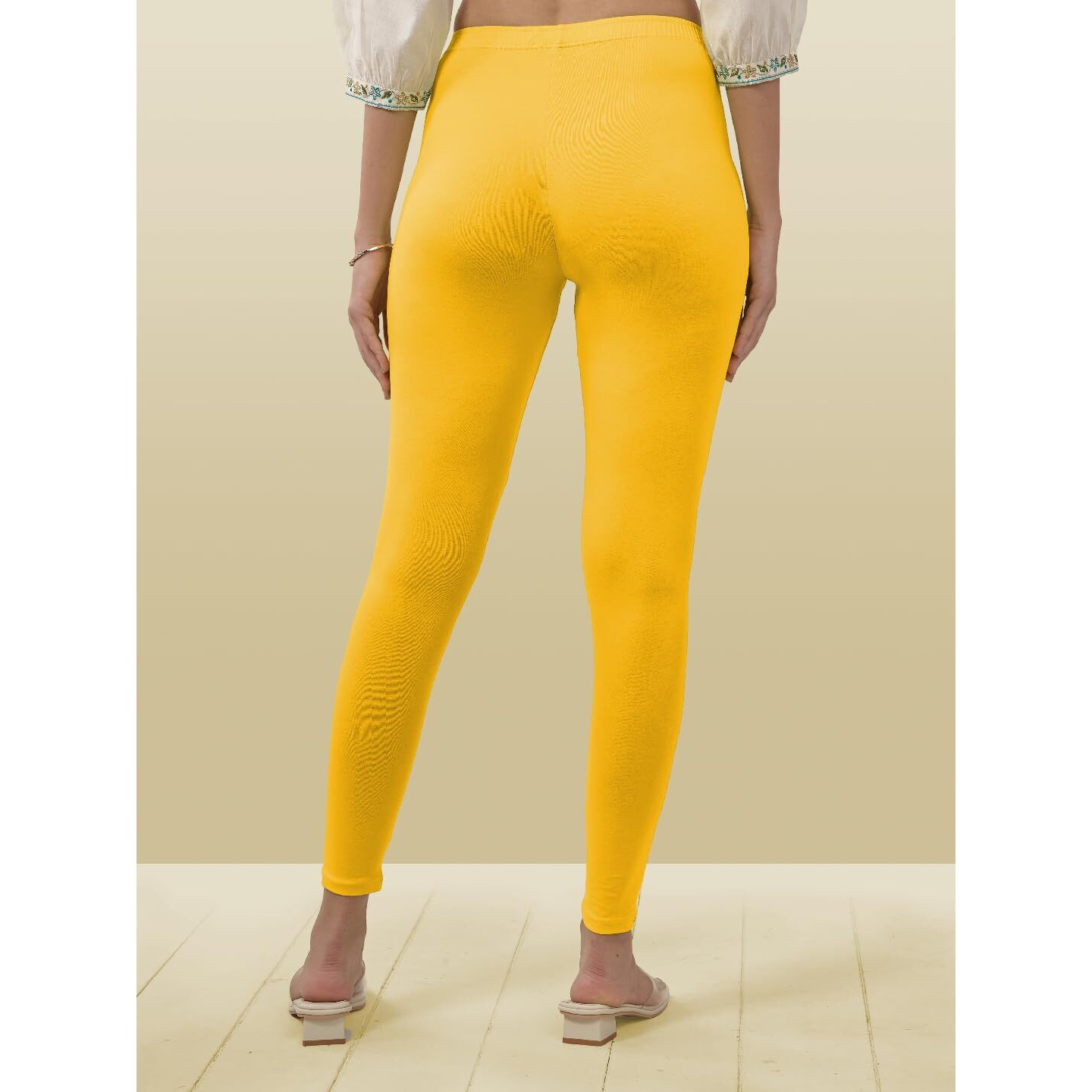 Lyra Women Solid Premium Cotton Ankle Length Leggings | Mid-Waist | Fashionwear