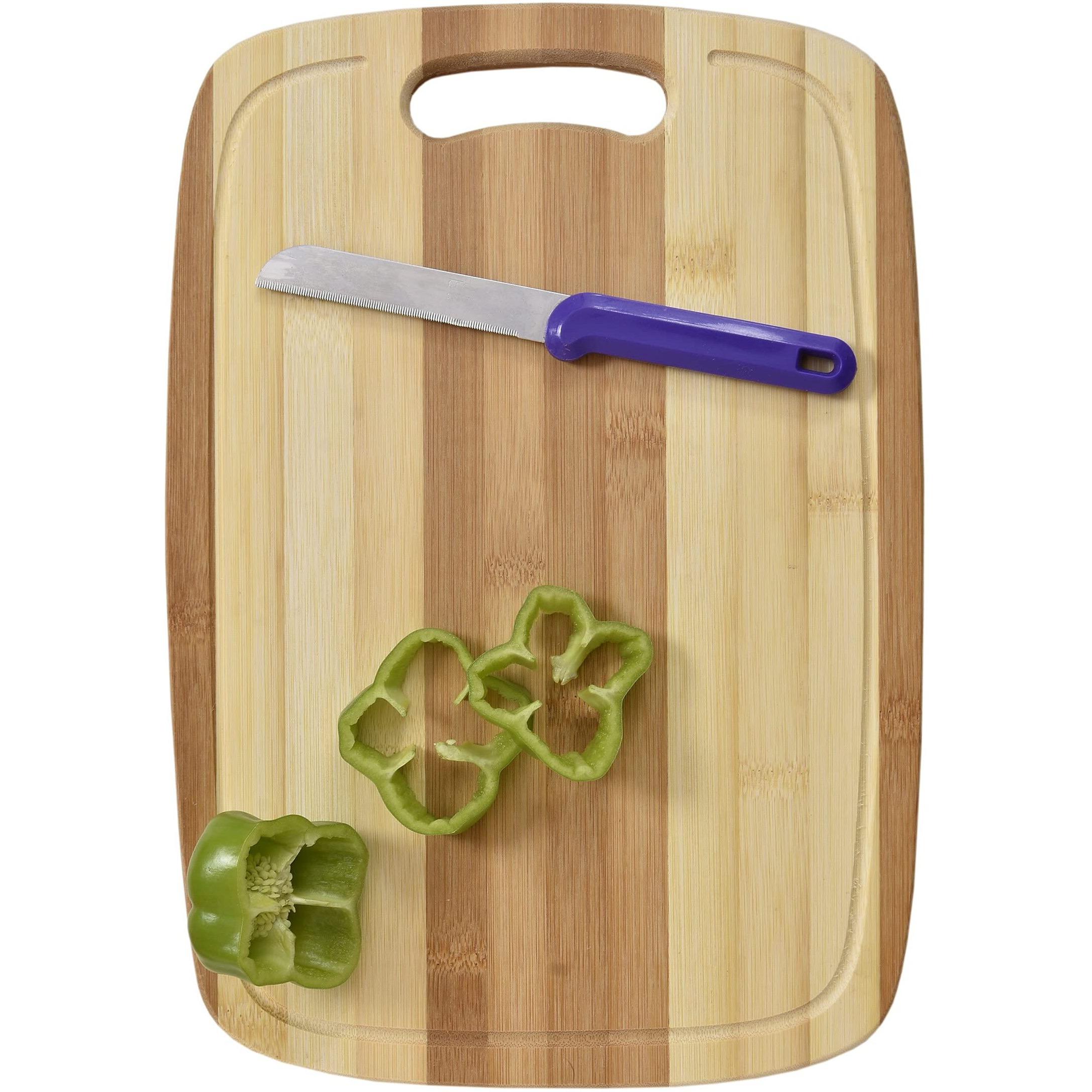 Yellow Weaves Natural Bamboo Wood Cutting Board/Chopping Board With Juice Groove For Kitchen (24X34 Cm)