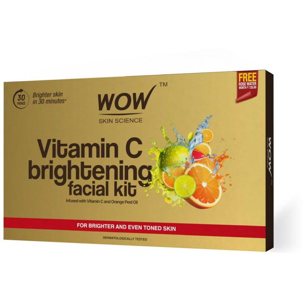 Wow Skin Science Vitamin C Brightening Facial Kit With Rose Water | For All Skin Types | 6 Easy Steps | For Brighter And Even Toned Skin |For Men & Women | Pack Of 7