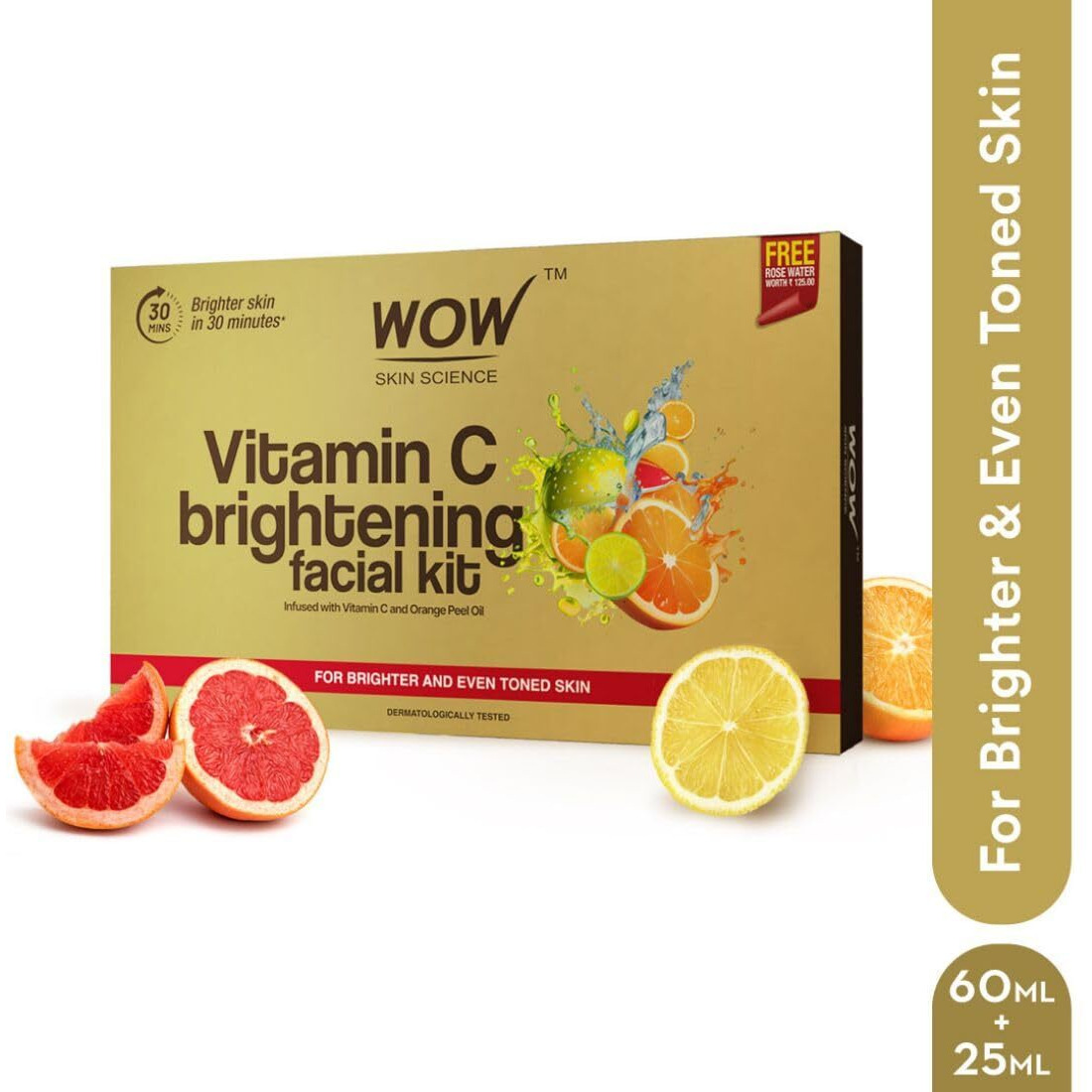 Wow Skin Science Vitamin C Brightening Facial Kit With Rose Water | For All Skin Types | 6 Easy Steps | For Brighter And Even Toned Skin |For Men & Women | Pack Of 7