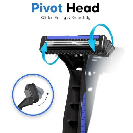 Letsshave Pro 2 Plus Disposable Shaving Razor For Men, Pack Of 16 + 4 Free, Stainless Steel Shaving Blade Made In South Korea, Open Flow Twin Razor Blade With Pivot Head And Safety Cap | Manual Shaving Razor For Men