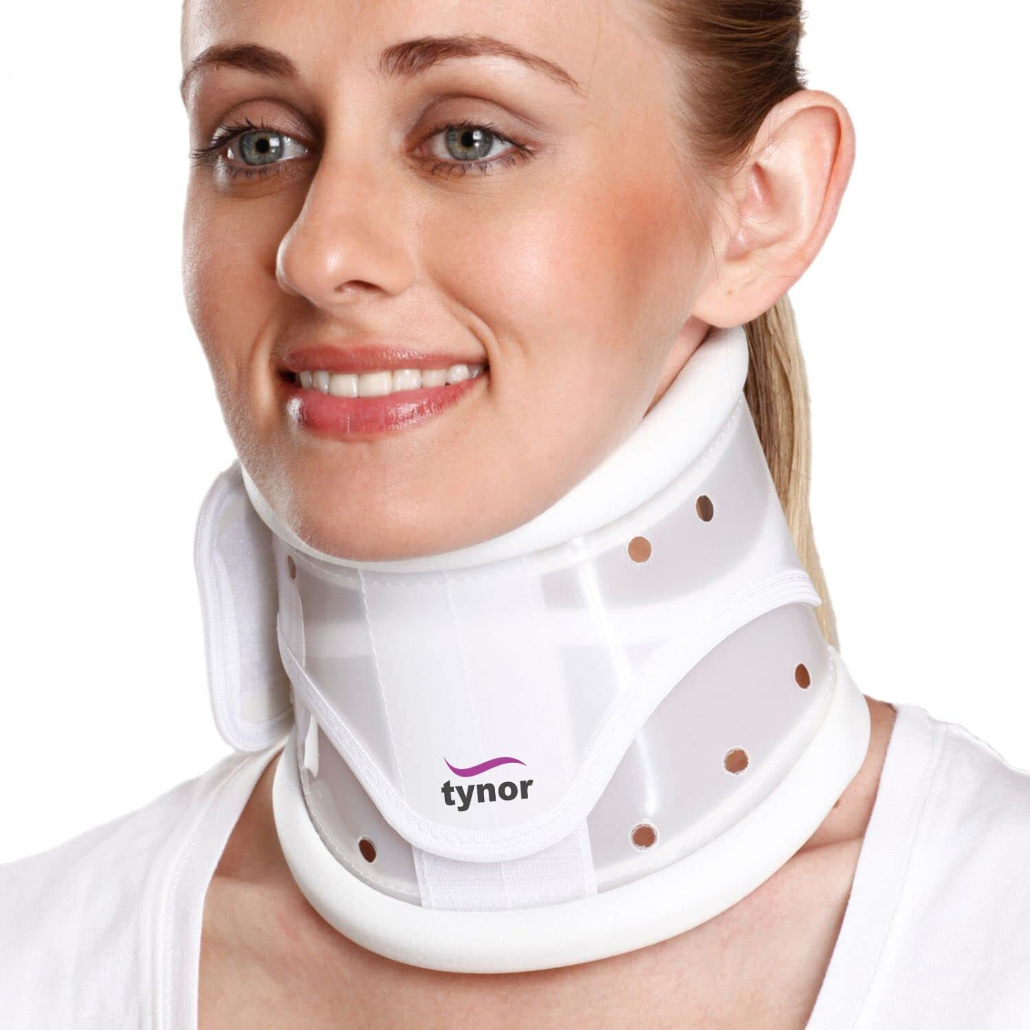 Tynor Cervical Collar Hard Adjustable, White, Medium, 1 Unit