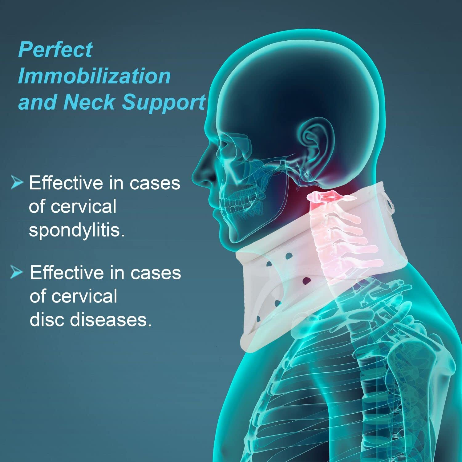 Tynor Cervical Collar Hard Adjustable, White, Medium, 1 Unit