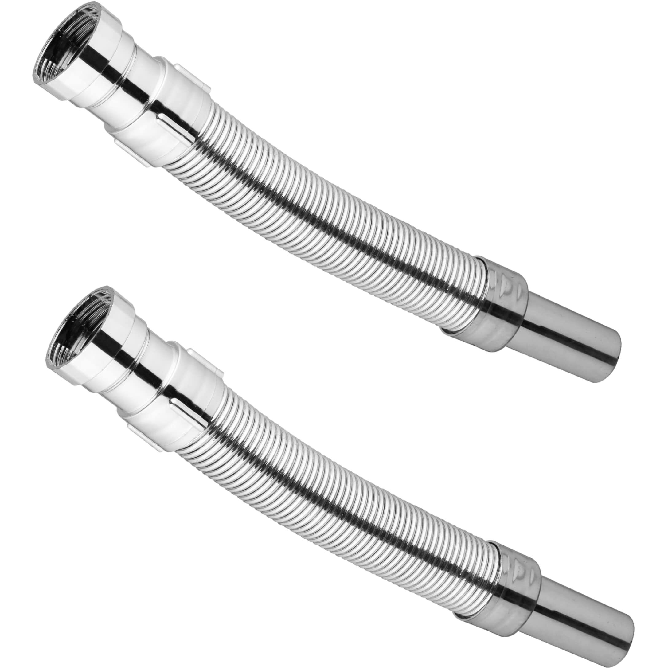 Ruhe Pvc Waste Water Drain Outlet Pipe | 30 Inches |Outlet Tube For Basin & Sink| Grey | Drainage Pipe For Sink | Basin Waste Outlet Pipe |Stretchable Or Flexible Waste Pipe Water Drain Pipe|Set Of 2