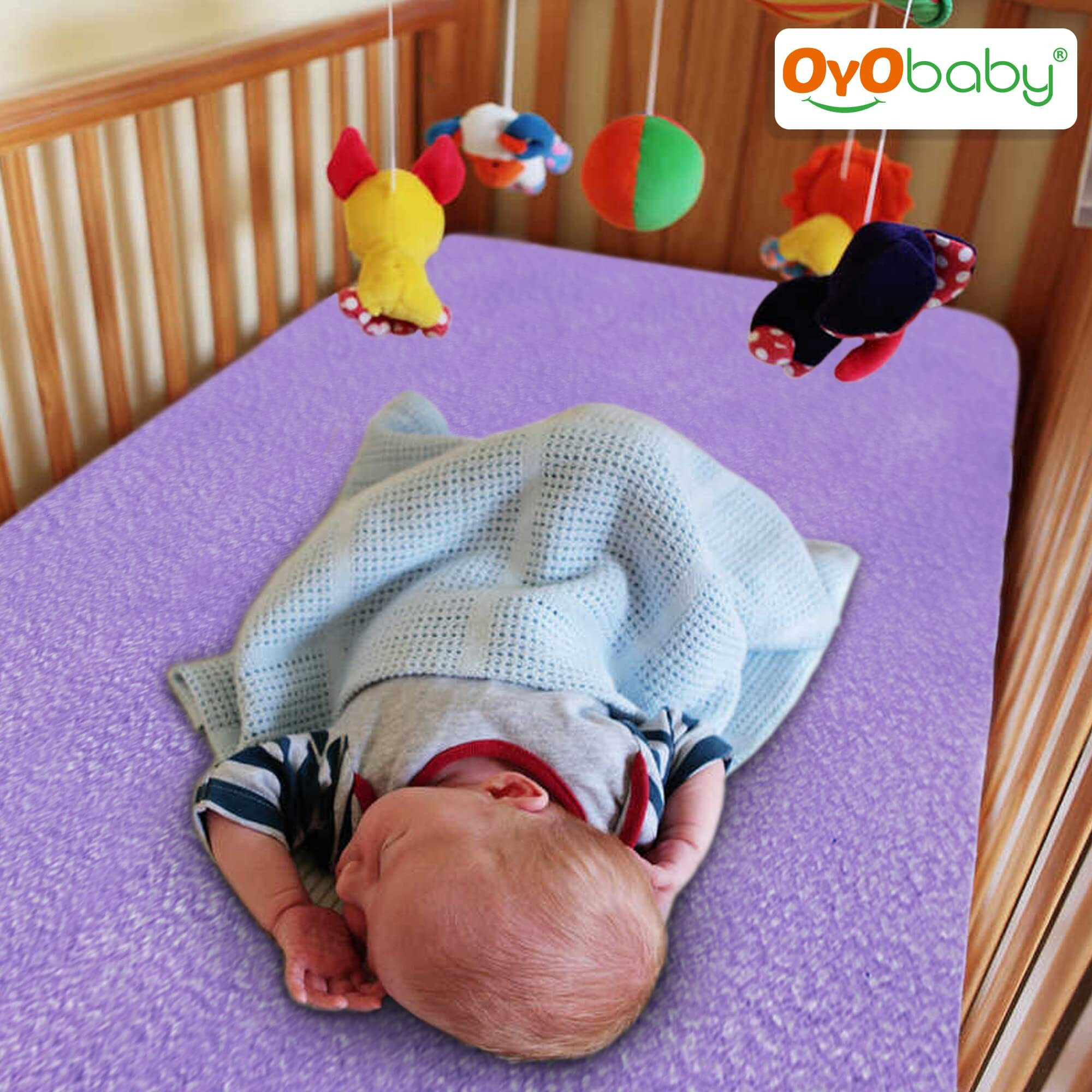 Oyo Baby Waterproof Mattress Protector Sheet For Kids And Adults (Large (140Cm X 100Cm), Voilet), Polycotton
