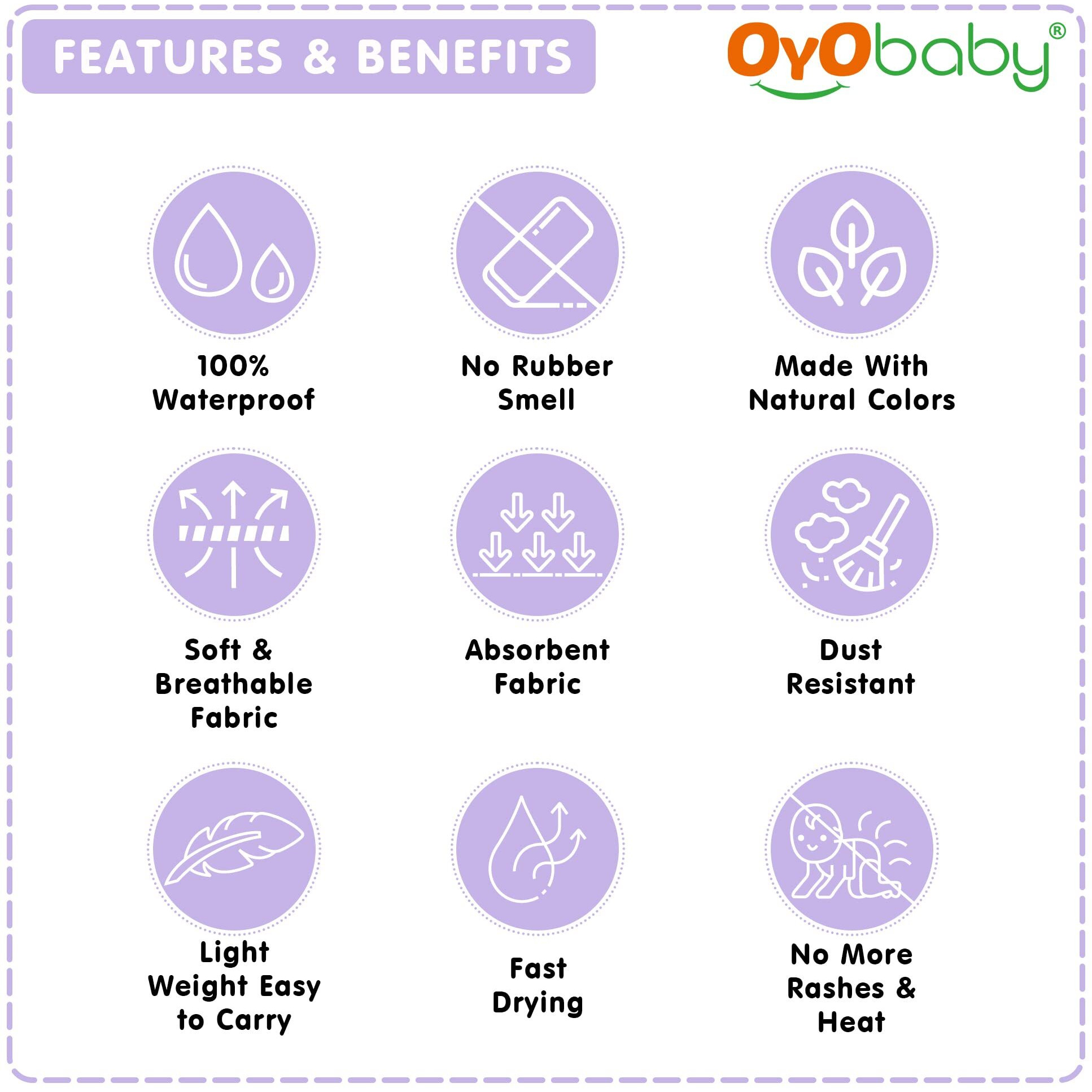 Oyo Baby Waterproof Mattress Protector Sheet For Kids And Adults (Large (140Cm X 100Cm), Voilet), Polycotton
