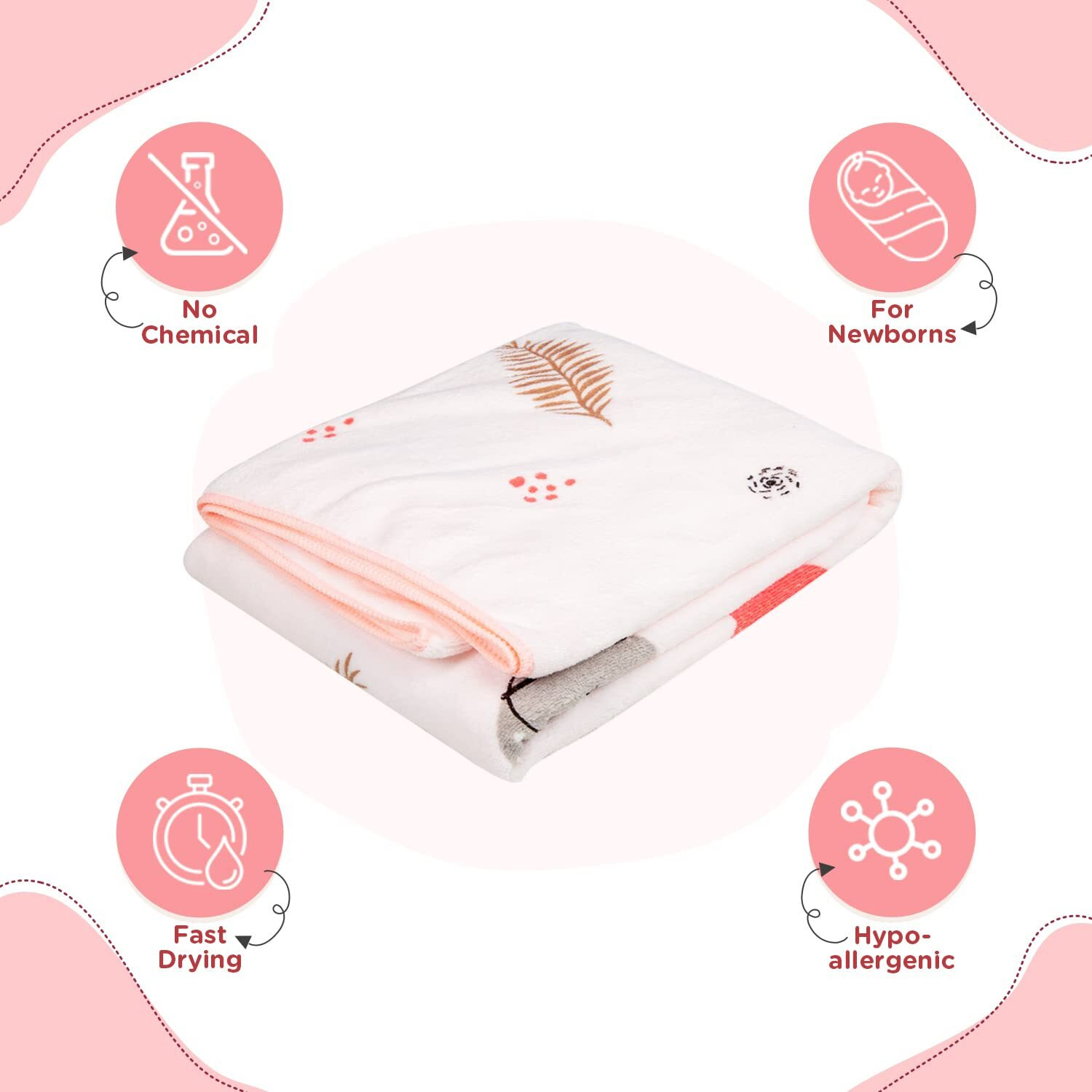 Mee Mee Micro Fiber Baby Bath Towel For New Born | Wash Cloth, Quick Absorbent, Extra Soft Cotton Towels For Kids/Toddlers/Infants/Babies, Pack Of 1, Pink 70X110 Cm