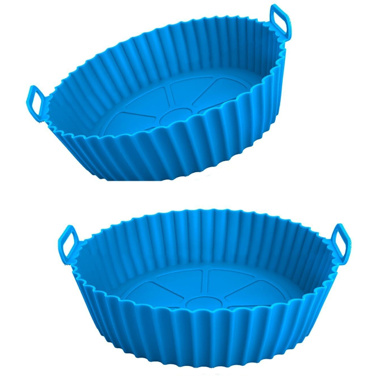 Zelkey 2 Pcs Round Silicone Basket Baking Tray I Pot With Ear Handles I Nonstick Reusable Heat Resistant I Cooking Oven Insert Accessories - (Multicolor)
