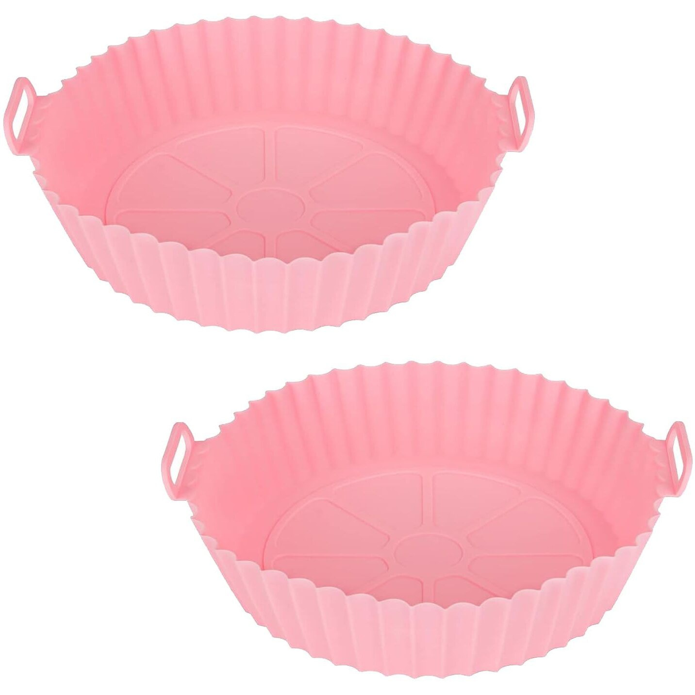 Zelkey 2 Pcs Round Silicone Basket Baking Tray I Pot With Ear Handles I Nonstick Reusable Heat Resistant I Cooking Oven Insert Accessories - (Multicolor)