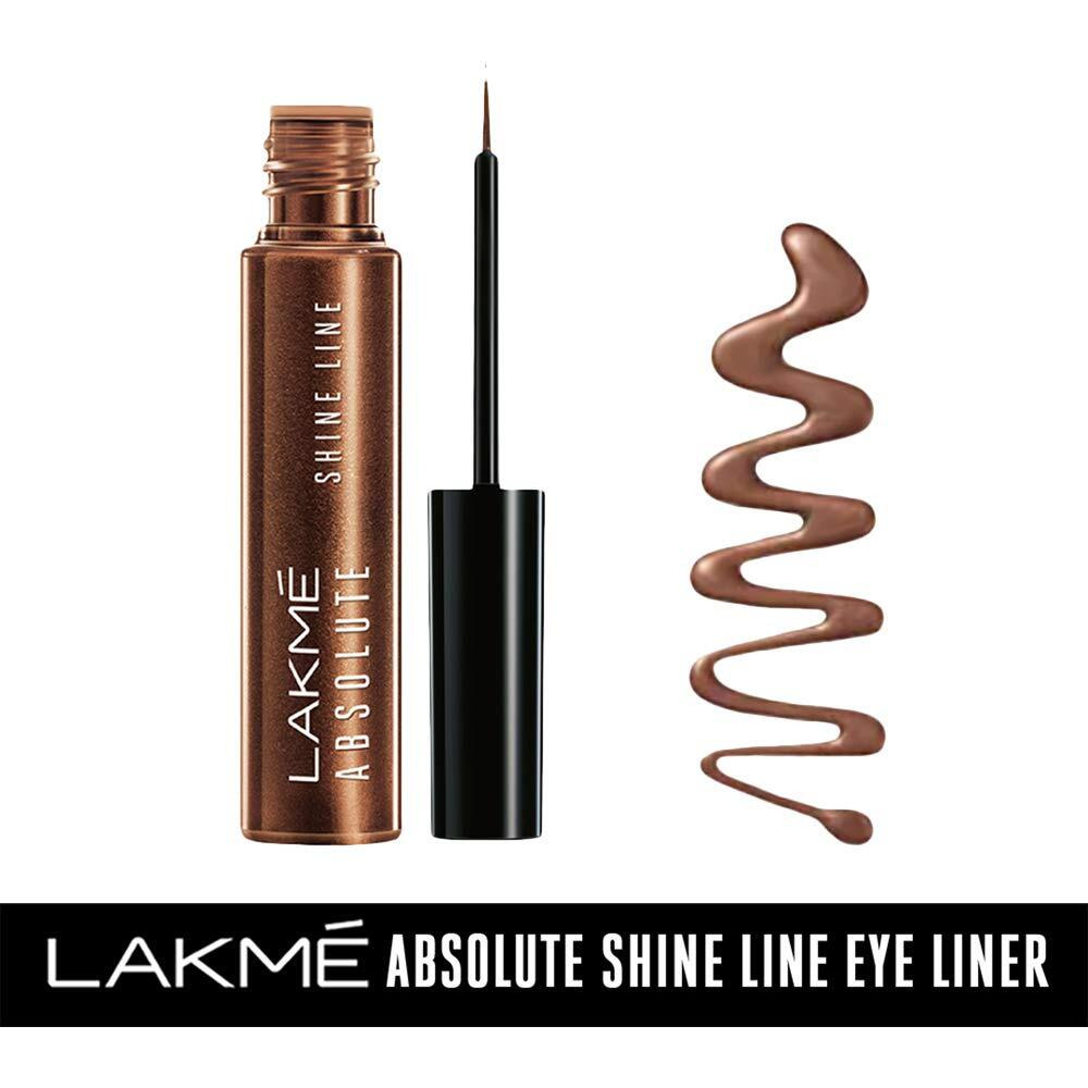 Lakme Absolute Shine Liquid Eyeliner, Shimmery Bronze Eyeliner, 4.5Ml, Smudge Proof And Glossy Finish Eyeliner, Shimmery Glitter Eyeliner