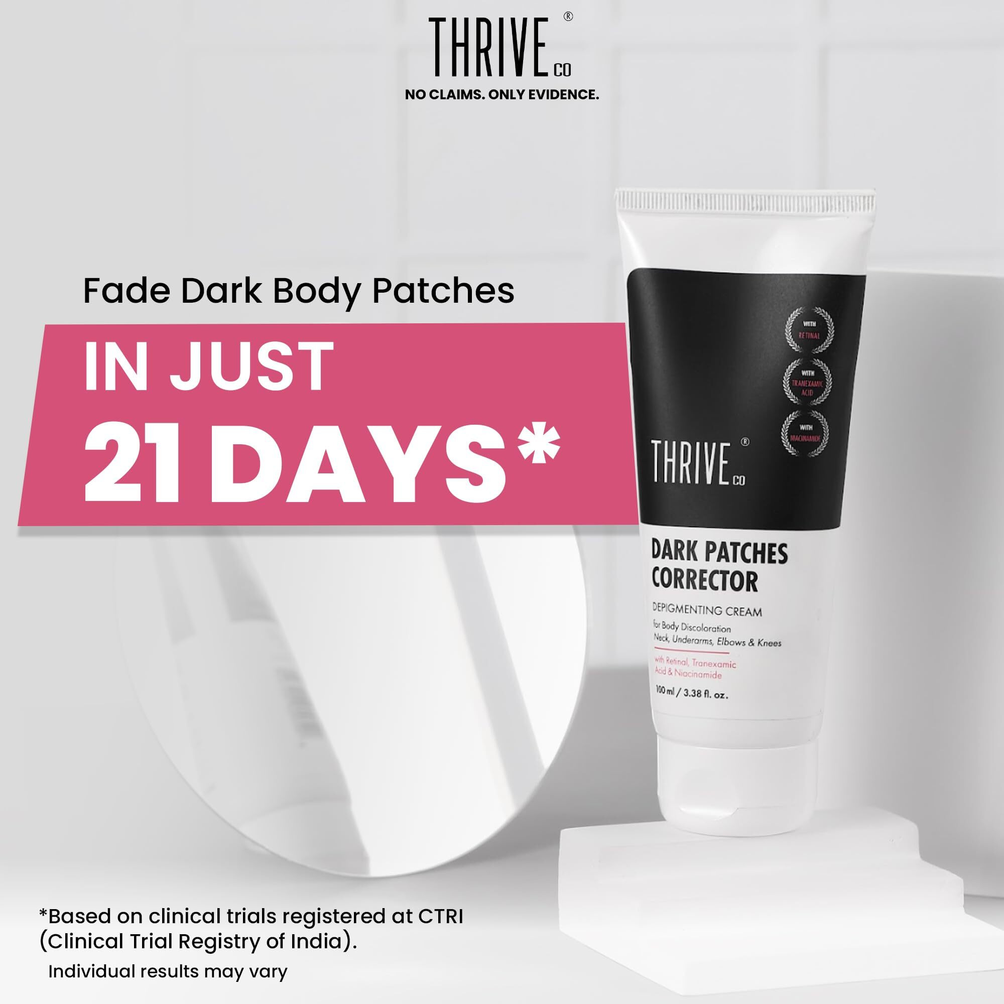 Thriveco Dark Patches Corrector Cream| Dark Patches Removal | With Retinal &Niacinamide For Dark Neck, Underarms, Inner Thighs, Knuckles, Elbows & Knees. Men & Women | 100Ml