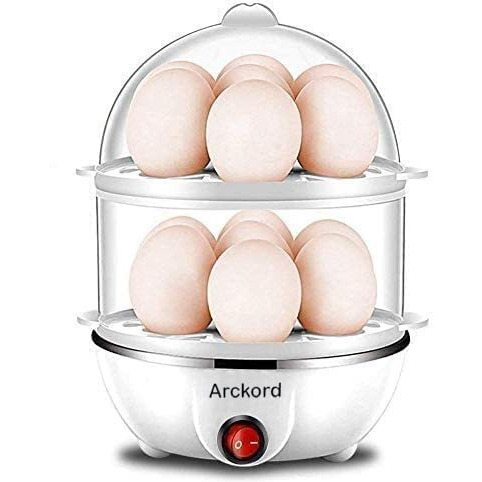 Arckord Multifunction Electric Egg Boiler Cooker And Steamer Automatic Off Egg Boiler Cooker Machine Ideal For Kitchen (Multicolor) (Double Layer) Plastic 14 Ounces (414 Ml)