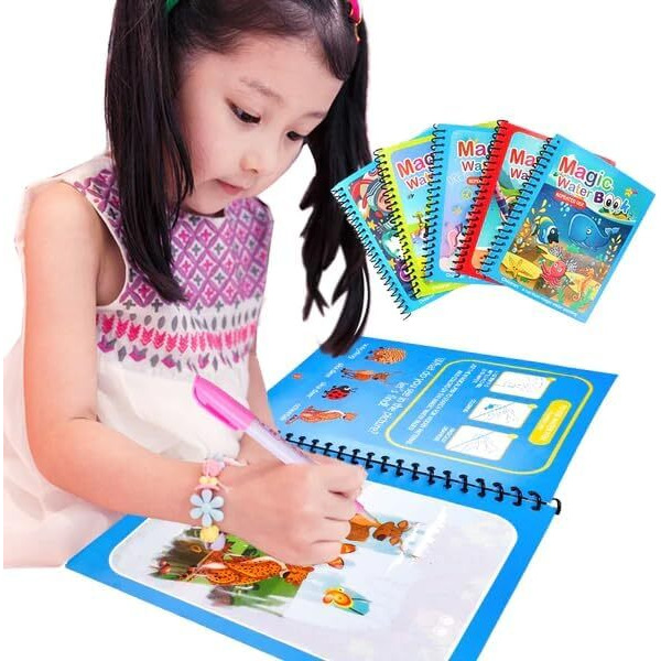 Hurryshoppy  Magic Water Coloring Book Reusable Coloring Book Good For Kids Toddlers Children Magic Water Book Waterbook Cartoon Characters Fun Water Album For Boys And Girls (Multi Design) (4)