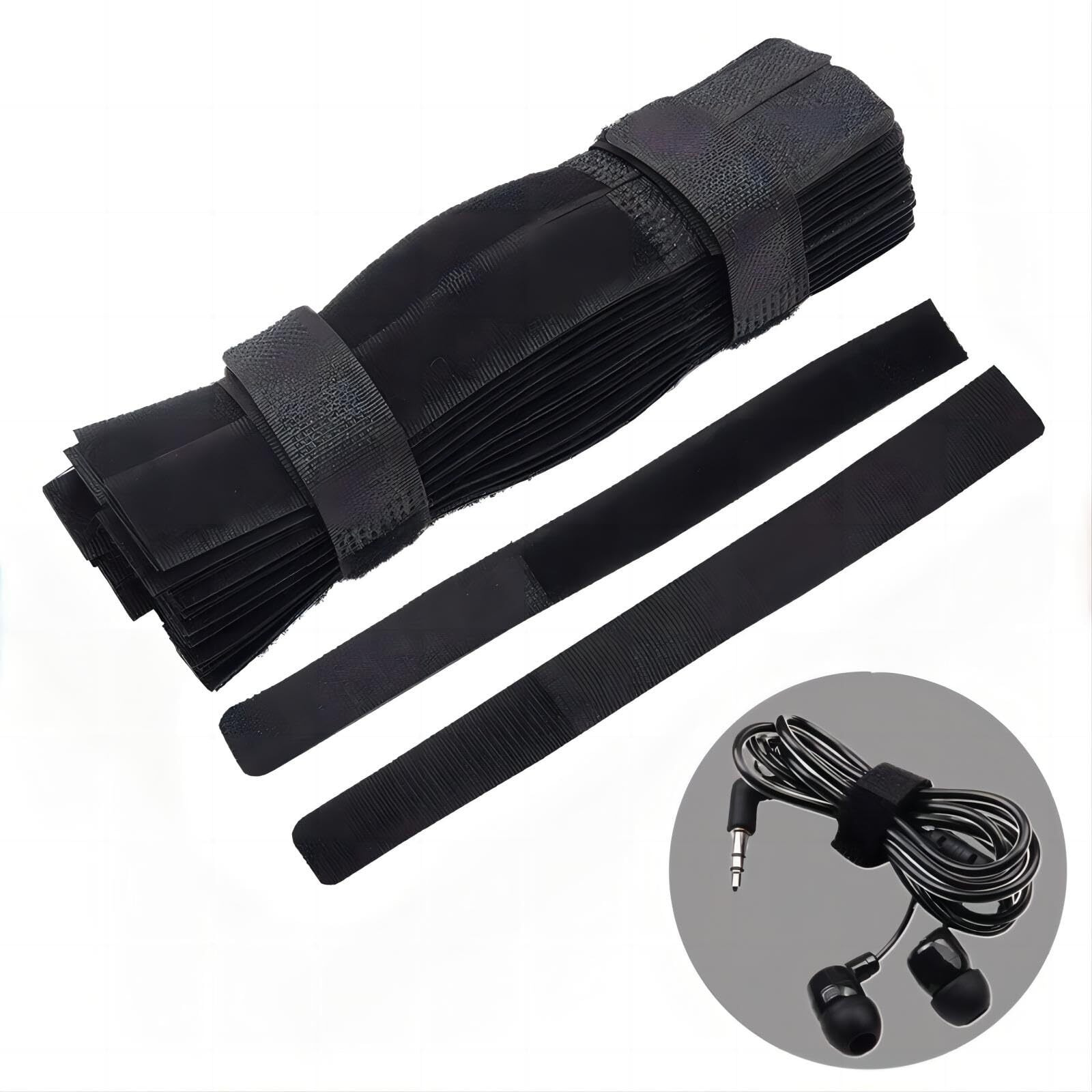 Sunkizzrs Reusable Cable Ties(100 Pcs)Nylon Cable StrapsCable Tie Reusable Wire Rope Hook And Loop Cable Organiser Cable Tie With Adhesive For Pc, Tv, Desk, Wfh Accessories (I Style)