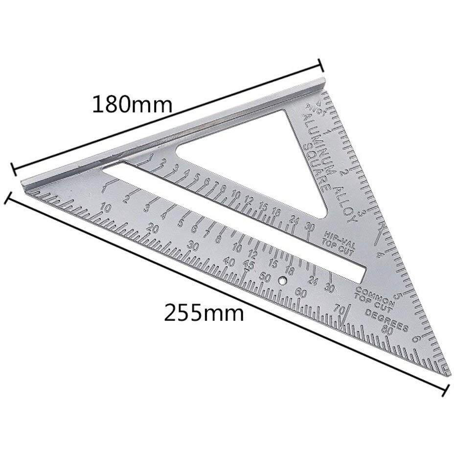 Inrali Speed Square Layout Tool,Double Side Scale Aluminium Alloy Metric Inch Triangle Measurement In 90 Degree Triangle Ruler Carpenter Tool
