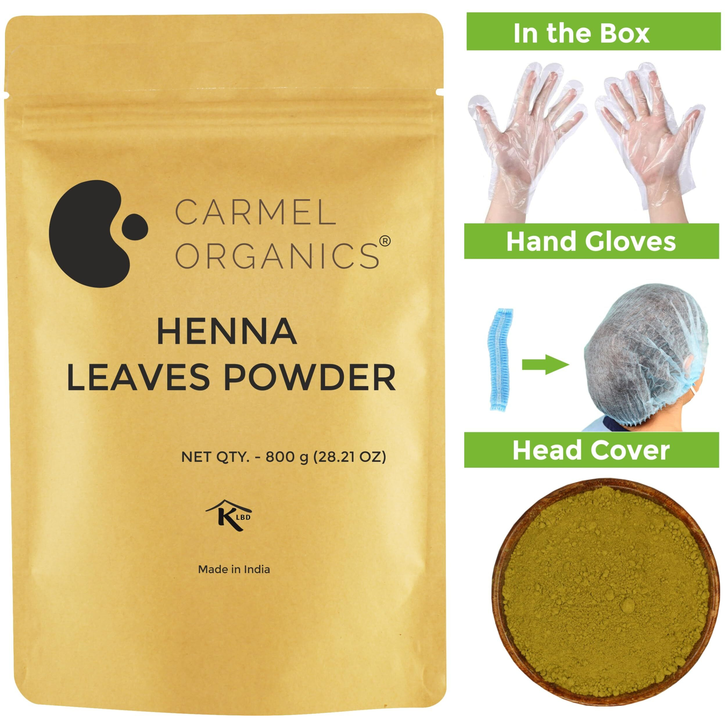 Carmel Organics Herbal Henna Powder 800 Gram (Blend Of Henna, Amla, Bhringraj, Bacopa, Fenugreek,Neem) For Hair Color | No Added Color & Preservatives | Marudhani Podi/Mardhani Podi/Mehandi