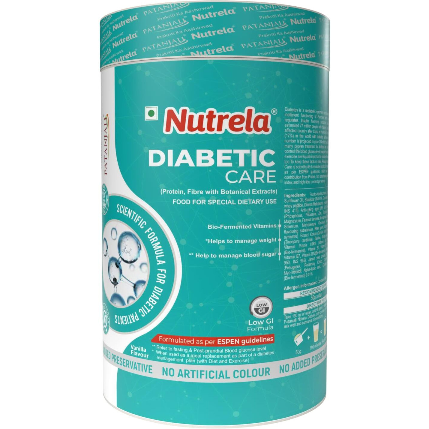 Nutrela Diabetic Protein Powder For Blood Sugar Maanagement Adult - 400 Gm -Vanilla Flavour - No Added Sugar