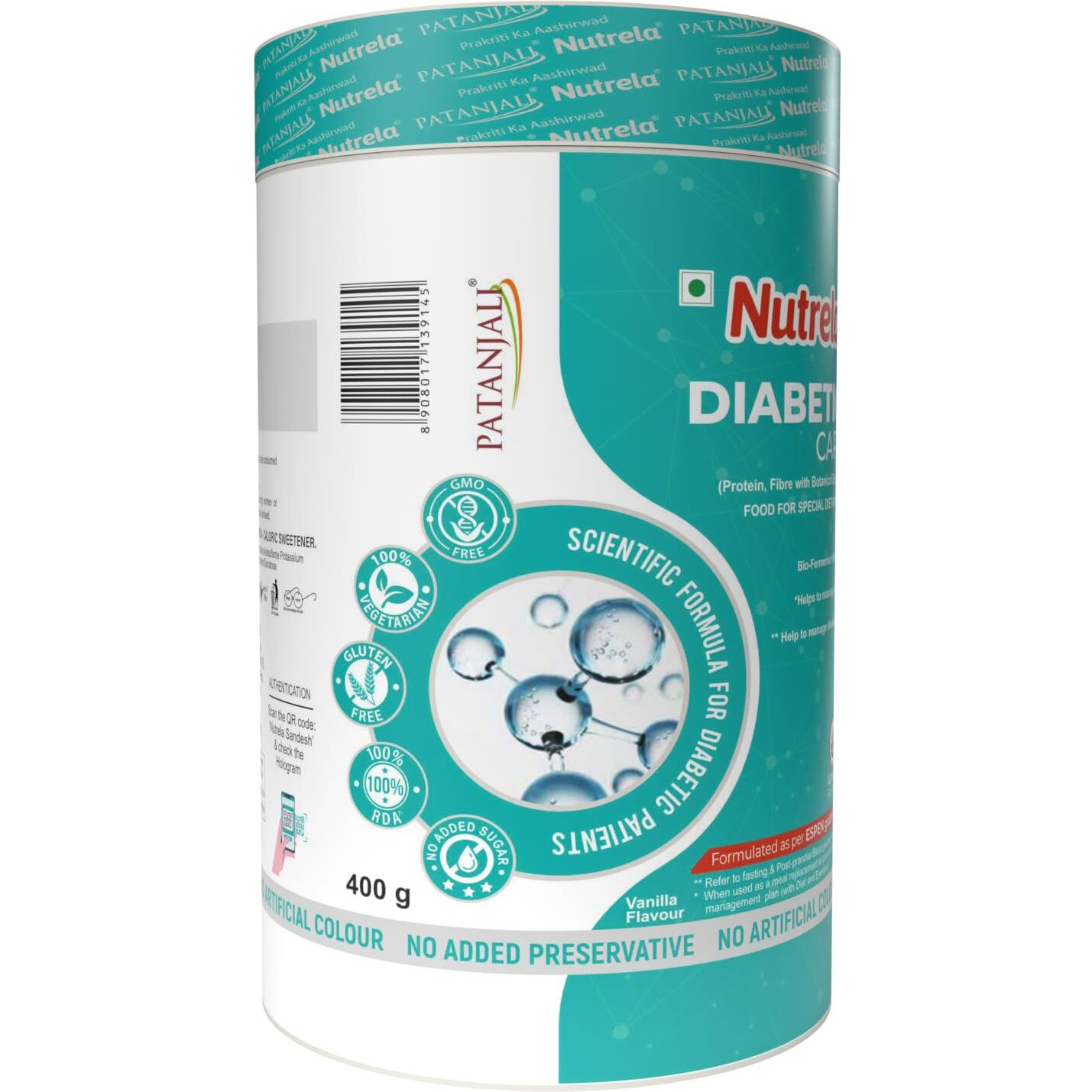 Nutrela Diabetic Protein Powder For Blood Sugar Maanagement Adult - 400 Gm -Vanilla Flavour - No Added Sugar