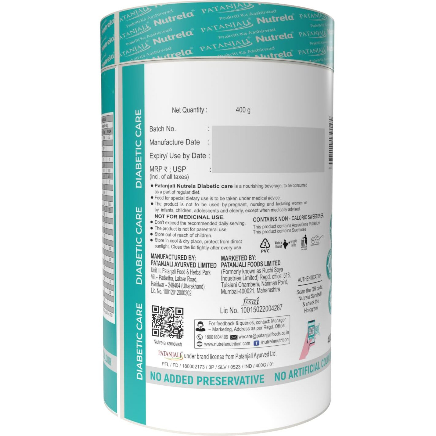 Nutrela Diabetic Protein Powder For Blood Sugar Maanagement Adult - 400 Gm -Vanilla Flavour - No Added Sugar
